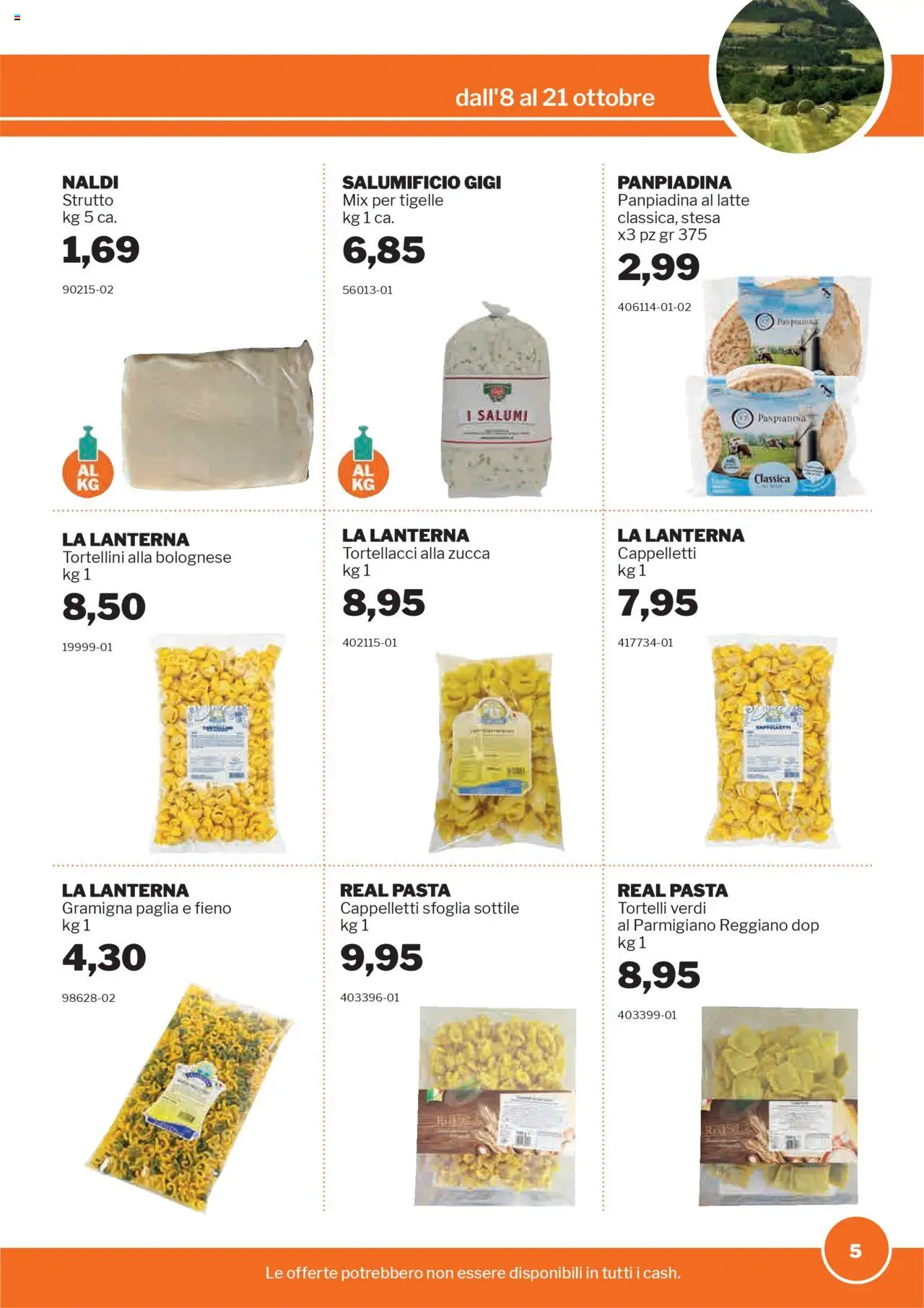 Volantino Sogegross del 08.10.2025 | Pagina: 5 | Prodotti: Latte, Lanterna, Pasta, Zucca