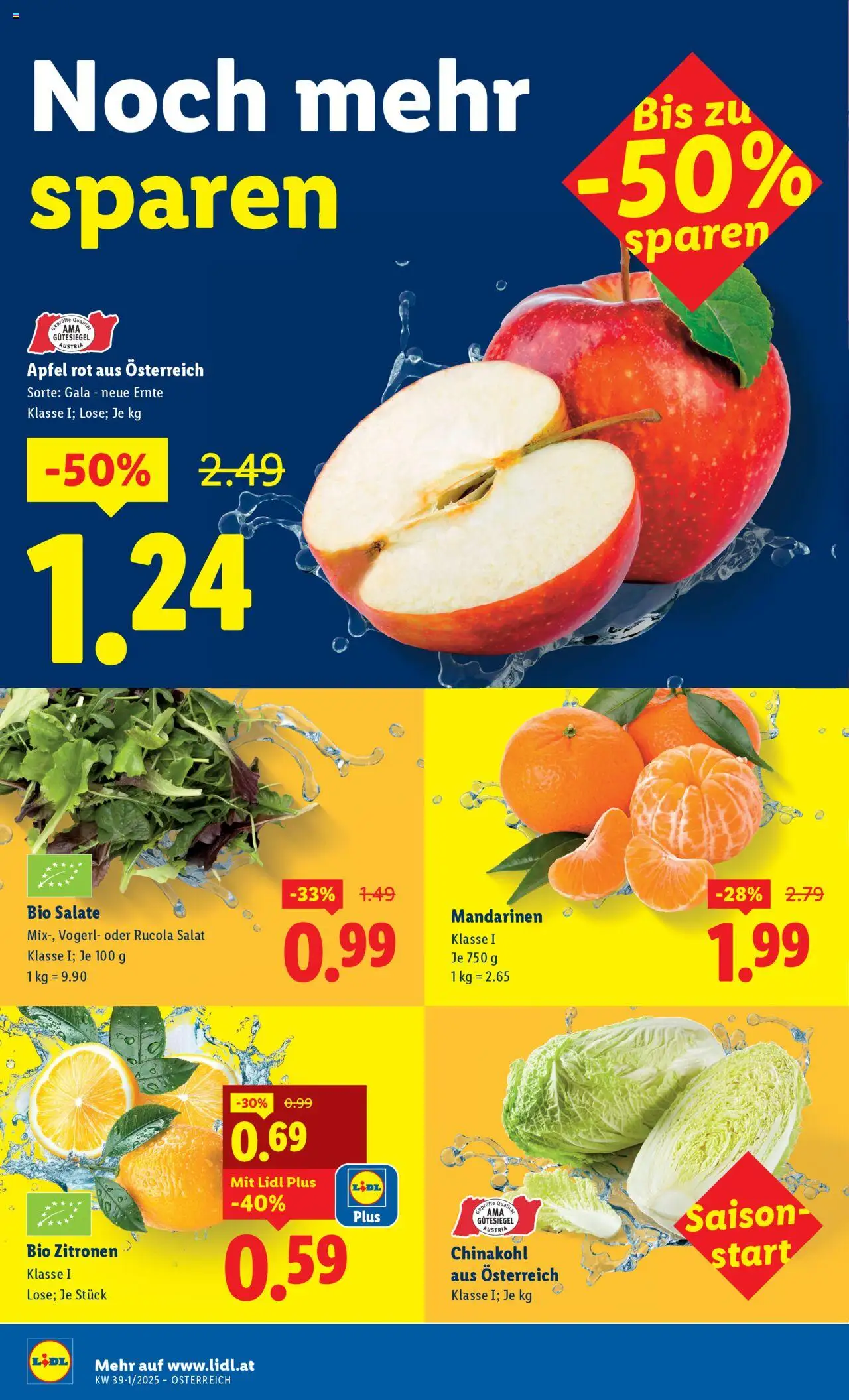 Lidl Flugblatt - Oberpullendorf, Güssing, Oberwart gültig ab 18.09.2025 | Seite: 34 | Produkte: Mandarinen, Salat, Chinakohl, Äpfel
