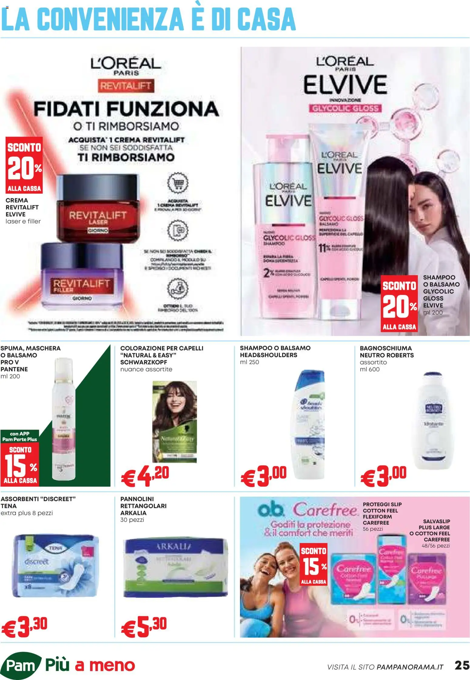 Volantino PAM del 23.10.2025 | Pagina: 25 | Prodotti: Shampoo, Balsamo, Bagnoschiuma, Slip