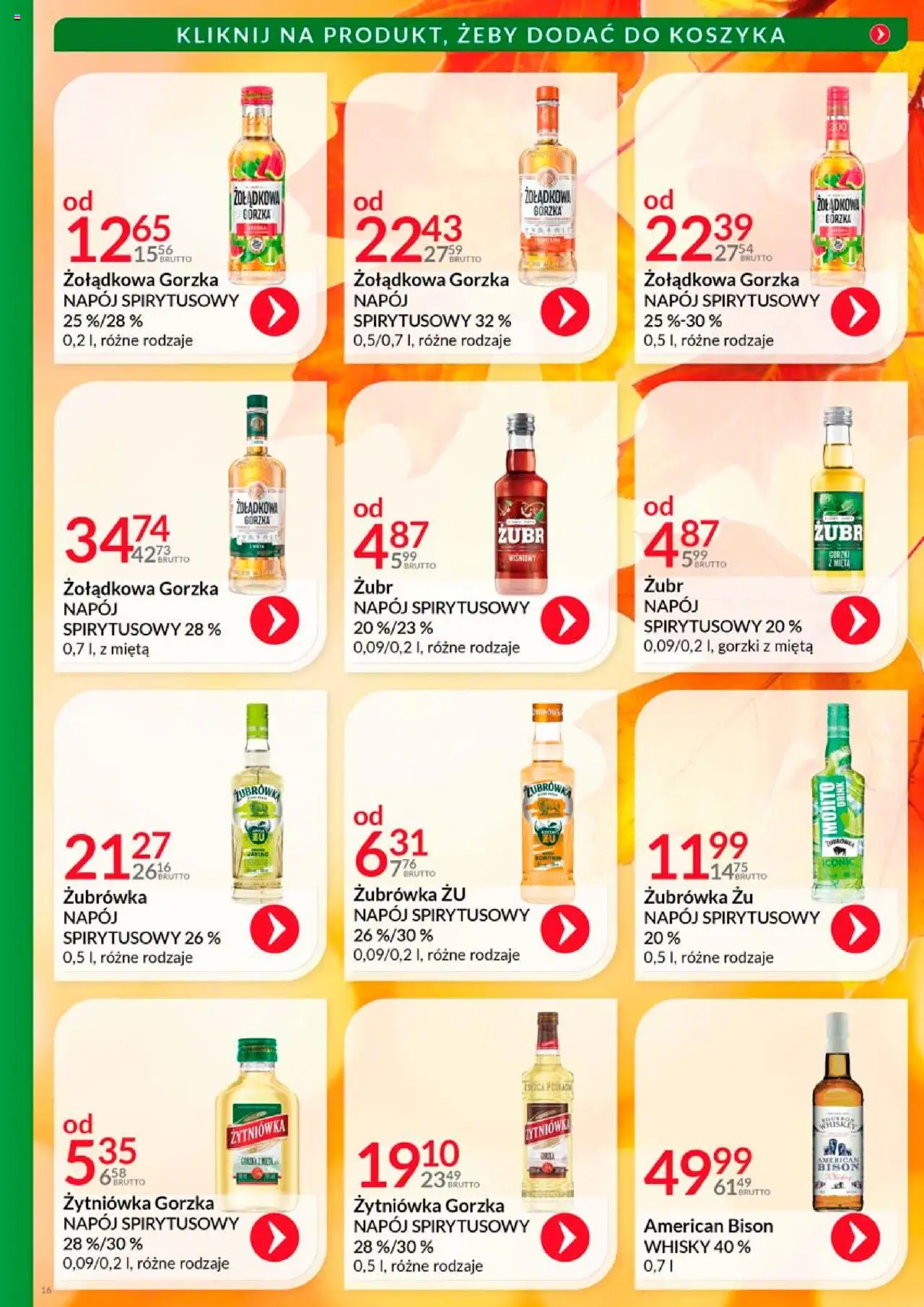 Eurocash Gazetka - Katalog Alkoholowy od 01.10.2025 | Strona: 16 | Produkty: Mięta, Żubrówka, Whisky