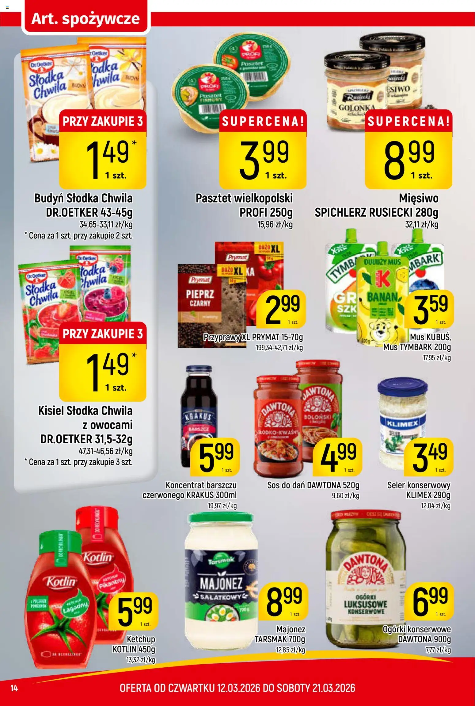 Piotruś Pan gazetka od 12.03.2026 | Strona: 14 | Produkty: Seler konserwowy, Ogórki, Majonez, Pieprz