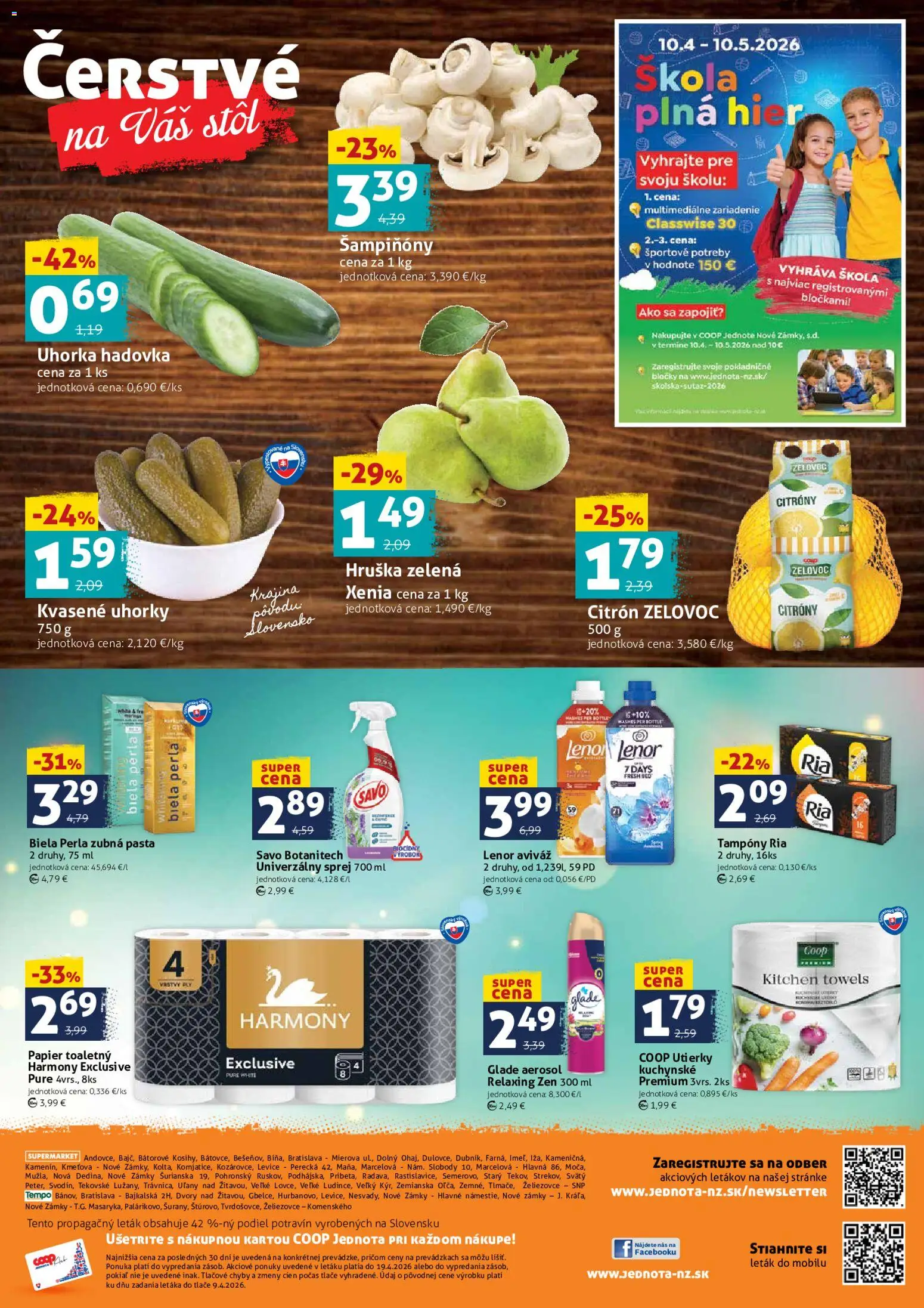 Nové COOP Jednota akcie – leták je platný od 17.04.2026 | Strana: 4 | Produkty: Stôl, Savo, Zubná pasta