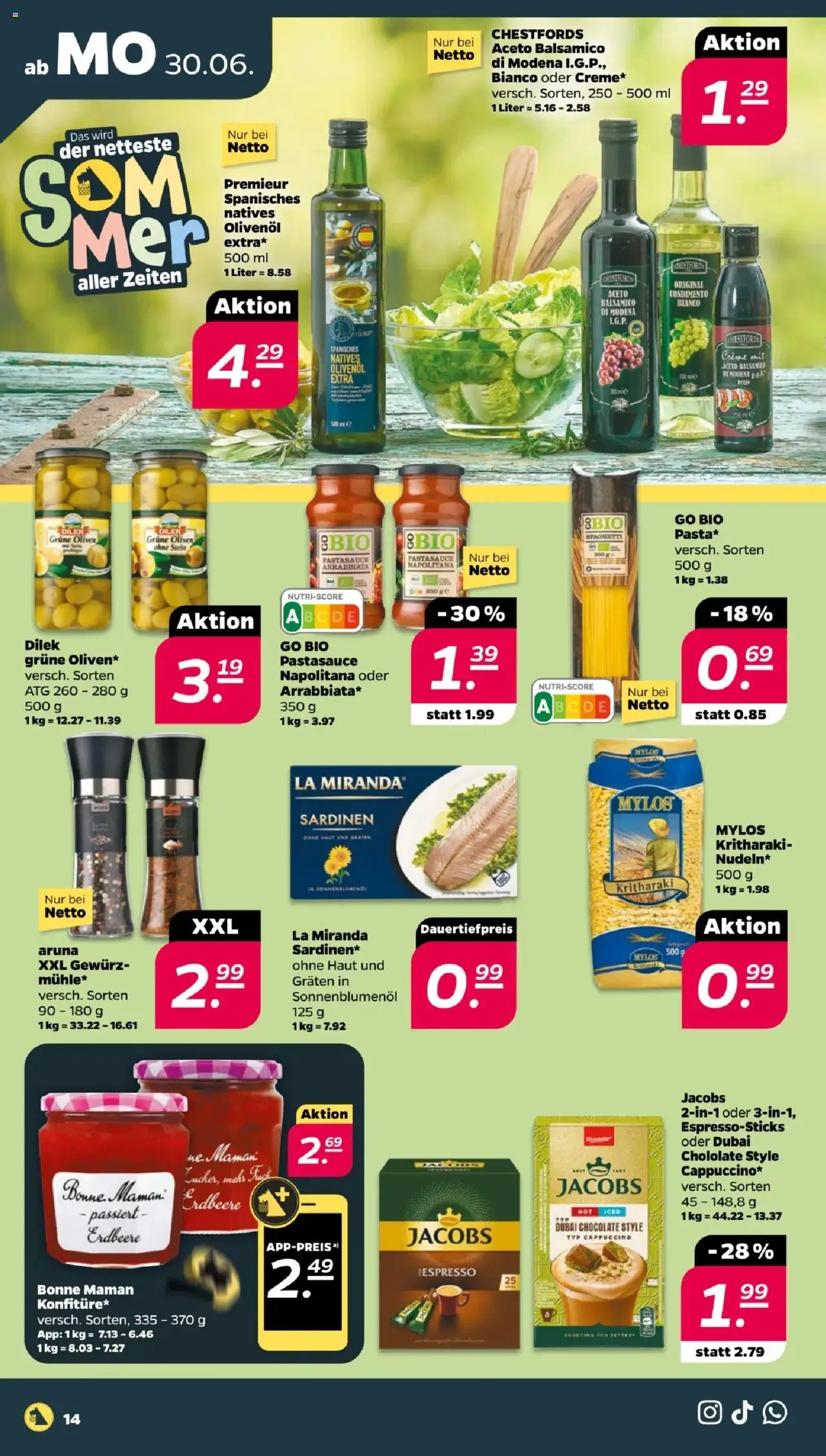 Netto Prospekt 	 - gültig ab dem 30.06.2025 | Seite: 14 | Produkte: Sonnenblumenol, Olivenol, Pasta, Bonne maman
