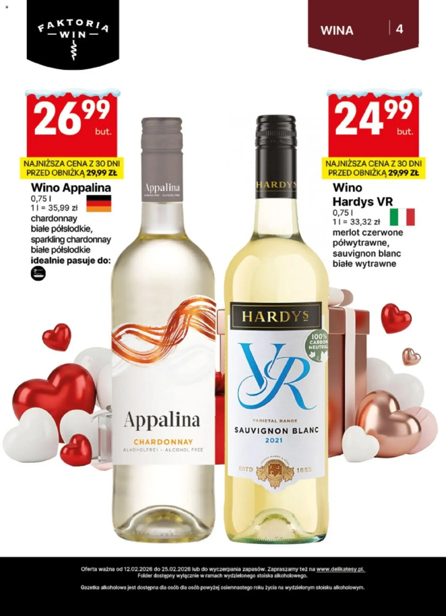 Delikatesy Centrum Gazetka - DeliBarek od 12.02.2026 | Strona: 4 | Produkty: Chardonnay, Merlot, Wino
