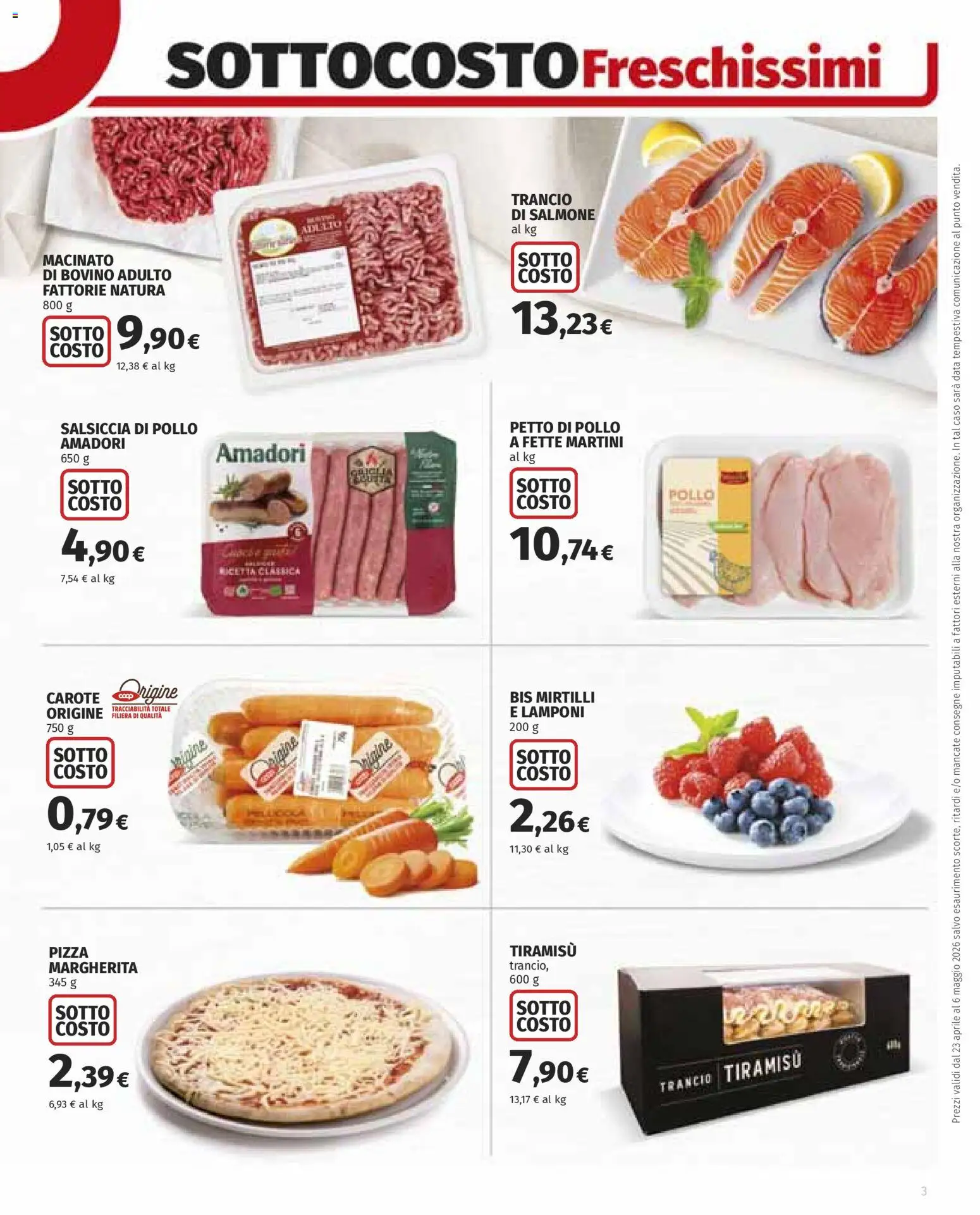 Volantino Ipercoop del 23.04.2026 | Pagina: 3 | Prodotti: Pizza, Salmone, Lamponi, Carote