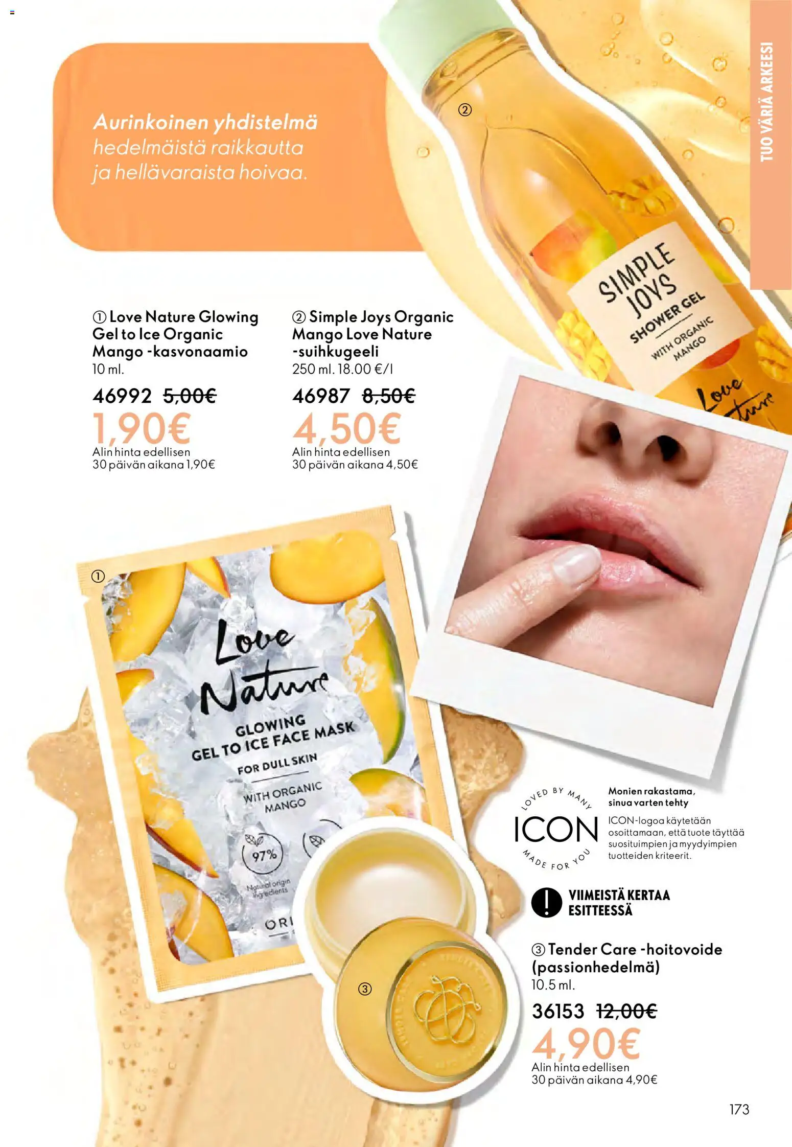 Oriflame - Esite 03 – voimassa 18.02.2026 alkaen | Sivu: 173 | Tuotteet: Mango, Suihkugeeli, Kasvonaamio, Passionhedelmä