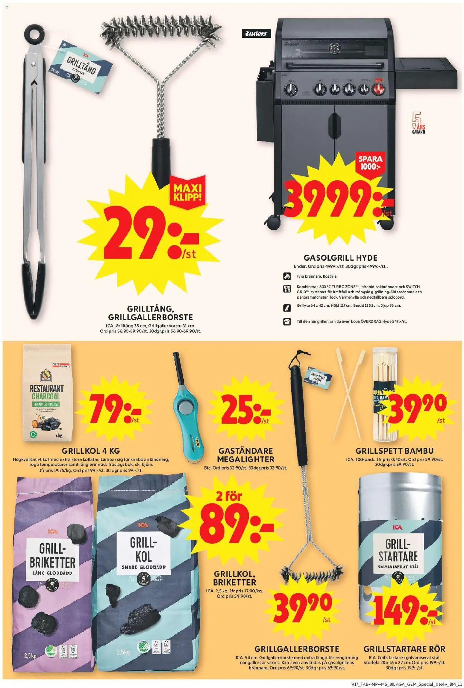 ICA Maxi reklamblad aktuell från 20.04.2026 | Sida: 28 | Produkter: Grill, Gasolgrill, Grillkol, Briketter