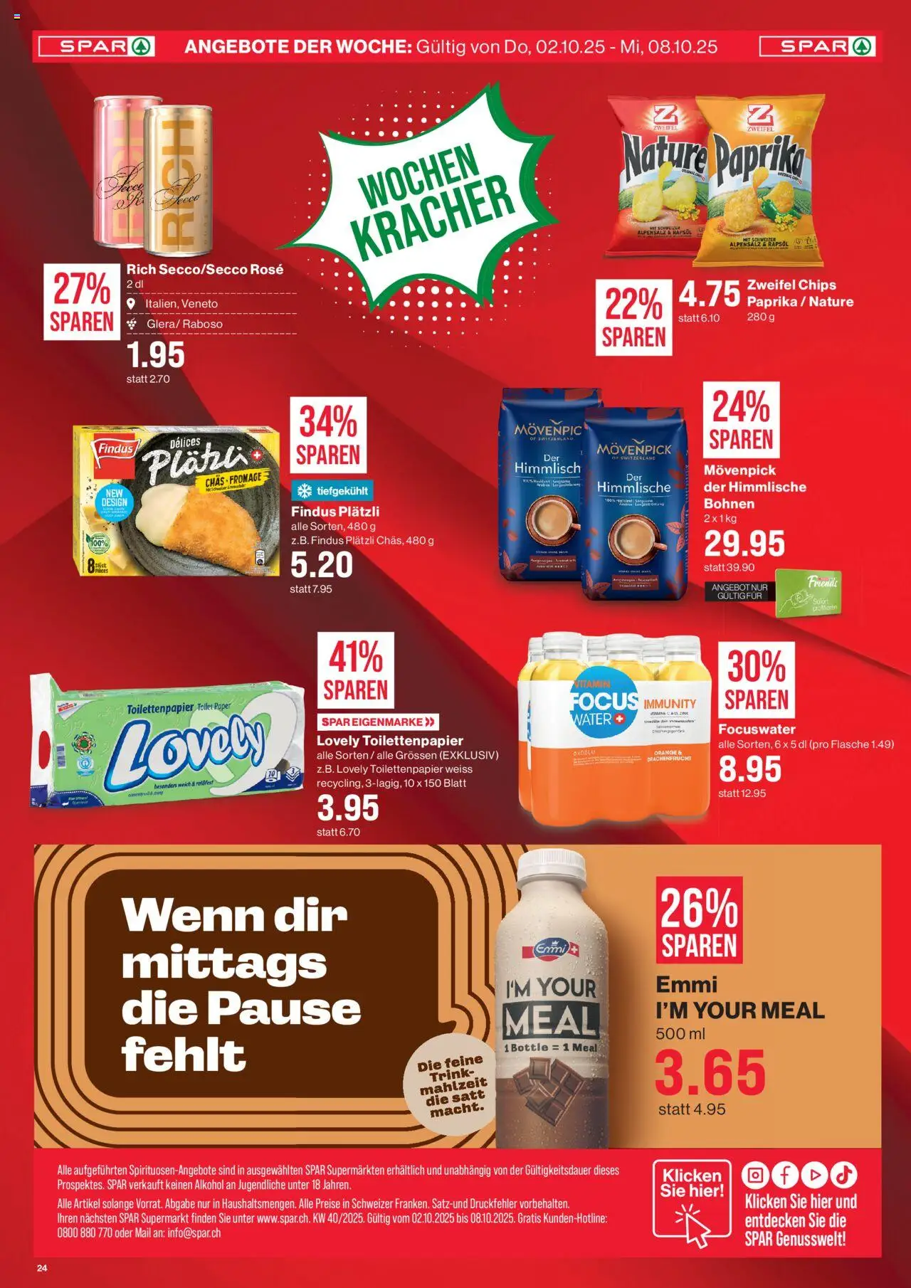 SPAR Aktionen – gültig ab 02.10.2025 | Seite: 24 | Produkte: Rapsöl, Chips, Toilettenpapier