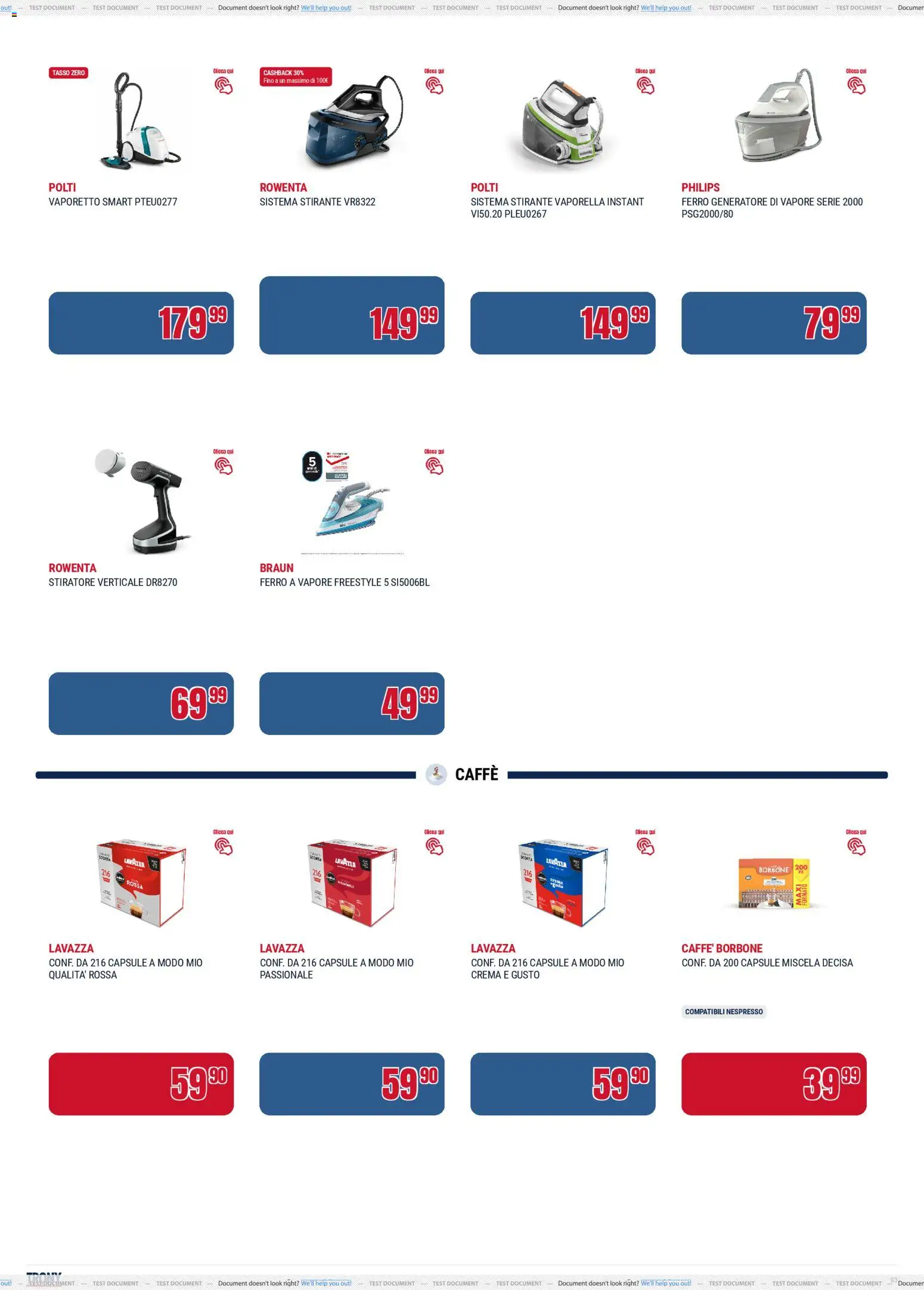 Volantino Trony volantino Speciale Casa Trento del 19.03.2026 | Pagina: 3 | Prodotti: Stiratore verticale, Crema, Vaporetto, Caffè