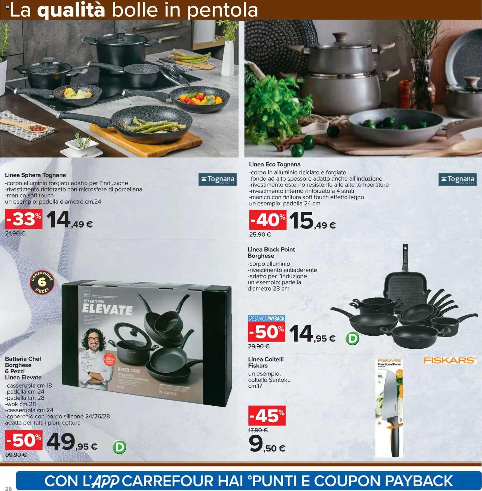 Volantino Carrefour del 15.01.2026 | Pagina: 26 | Prodotti: Padella, Casseruola, Alluminio, Batteria