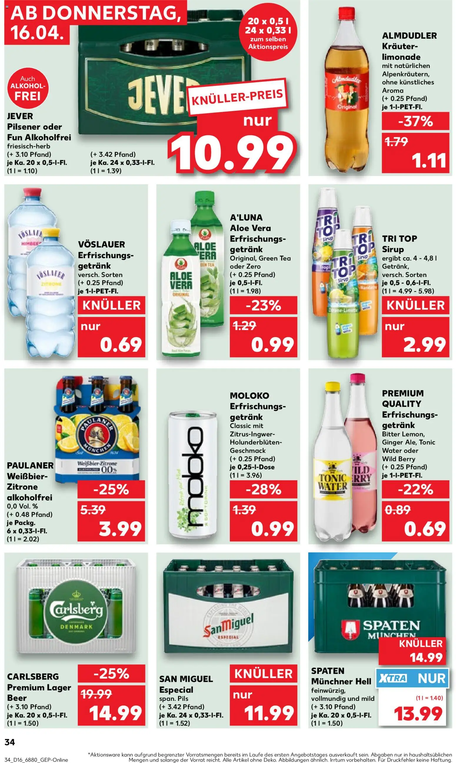 Kaufland Prospekt Völklingen	 – gültig ab 16.04.2026 | Seite: 34 | Produkte: Carlsberg, Weißbier, Zitrone, Paulaner