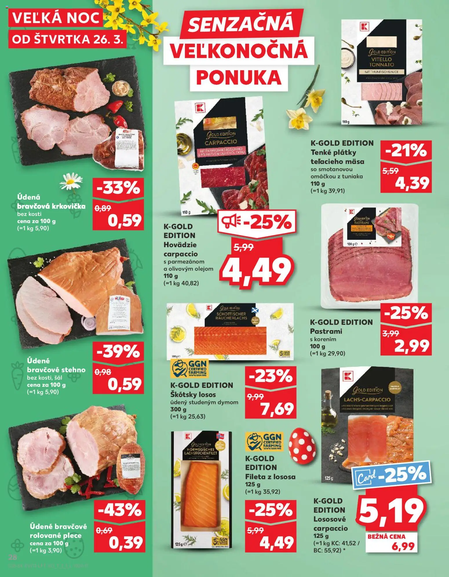 Nové Kaufland akcie – leták je platný od 26.03.2026 | Strana: 28 | Produkty: Bravčová krkovička, Bravčové stehno, Krkovička, Šál