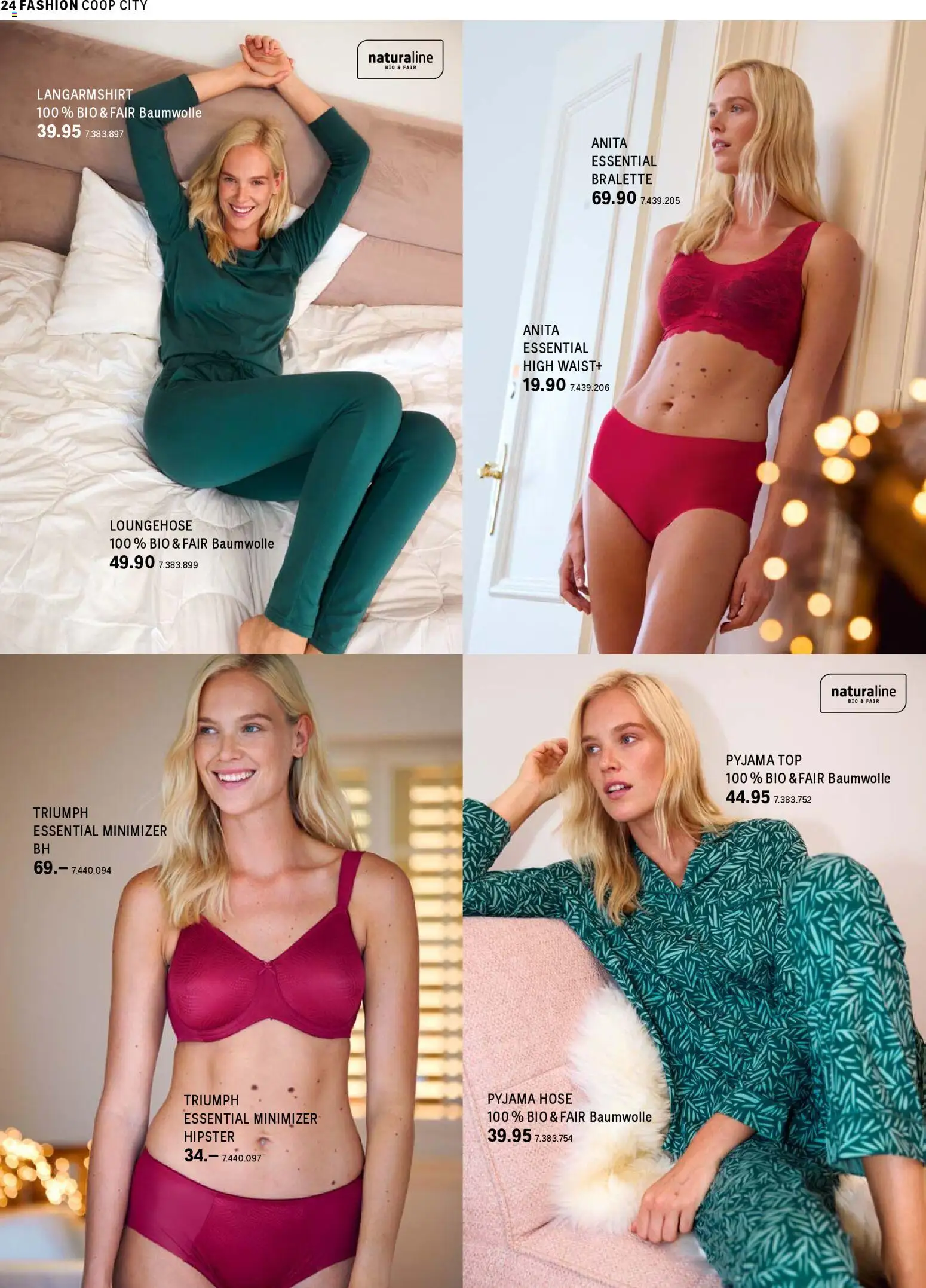 Coop City Aktionen – gültig ab 10.11.2025 | Seite: 24 | Produkte: Bralette, Hose, Pyjama, Top