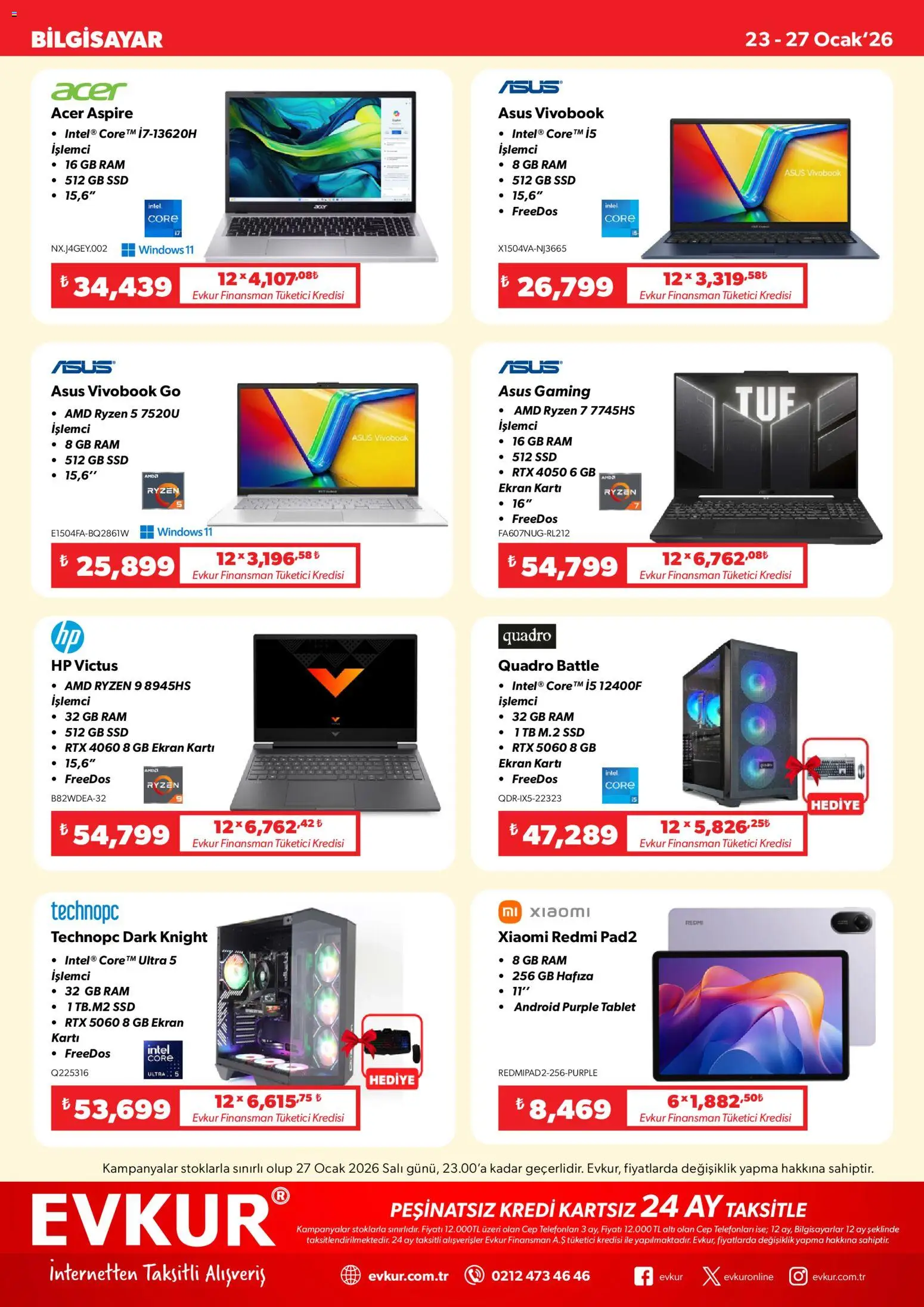 Evkur Katalog - 23.01.2026 tarihinden itibaren geçerlidir | Sayfa: 3 | Ürünler: Tablet, Bilgisayar, Ocak