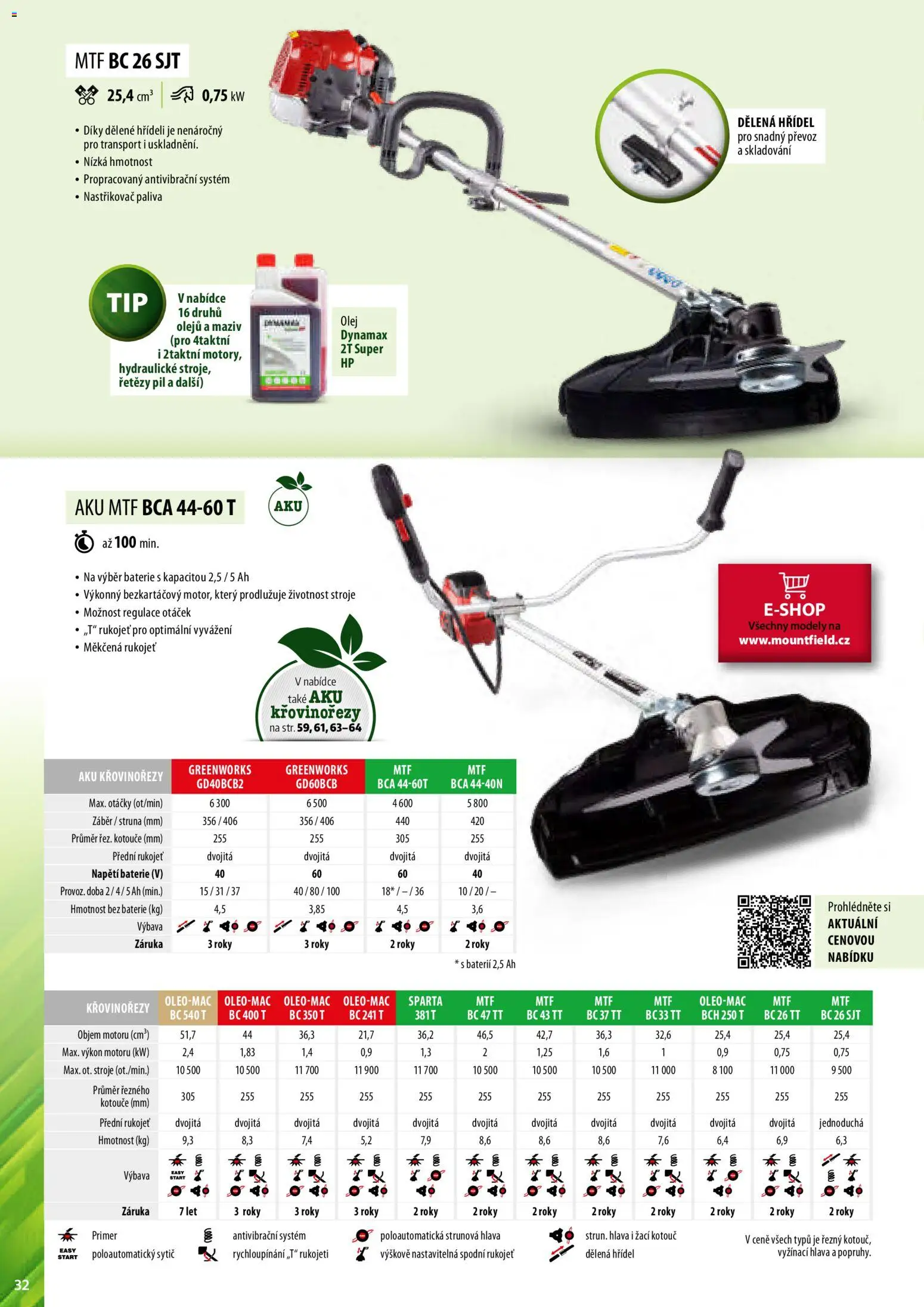 Mountfield katalog od 02.04.2026 | Strana: 32 | Produkty: Olej, Modely, Baterie