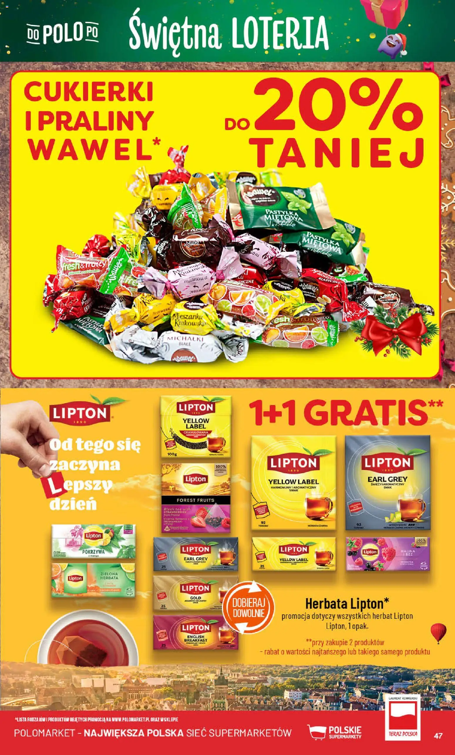 POLOmarket Gazetka od 17.12.2025 | Strona: 47 | Produkty: Michałki białe, Praliny, Herbata lipton, Cukierki