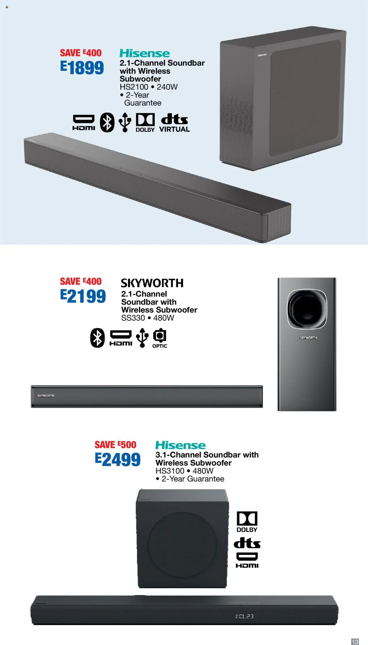New OK Furniture catalogue – valid from 06.10.2025 | Page: 13 | Products: Soundbar, Subwoofer