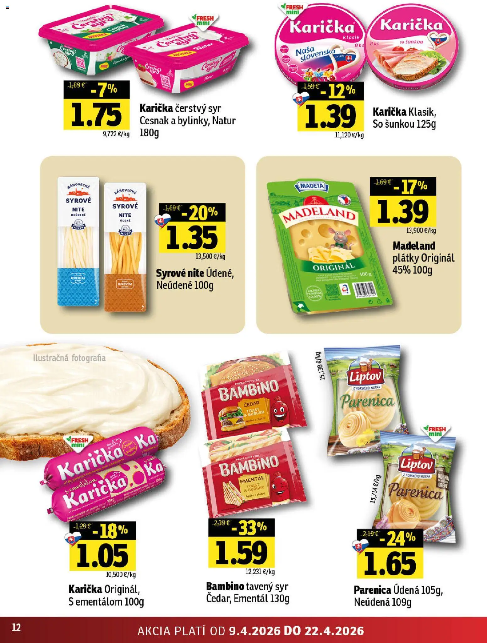 Nové Fresh akcie – leták je platný od 09.04.2026 | Strana: 12 | Produkty: Syr, Cesnak