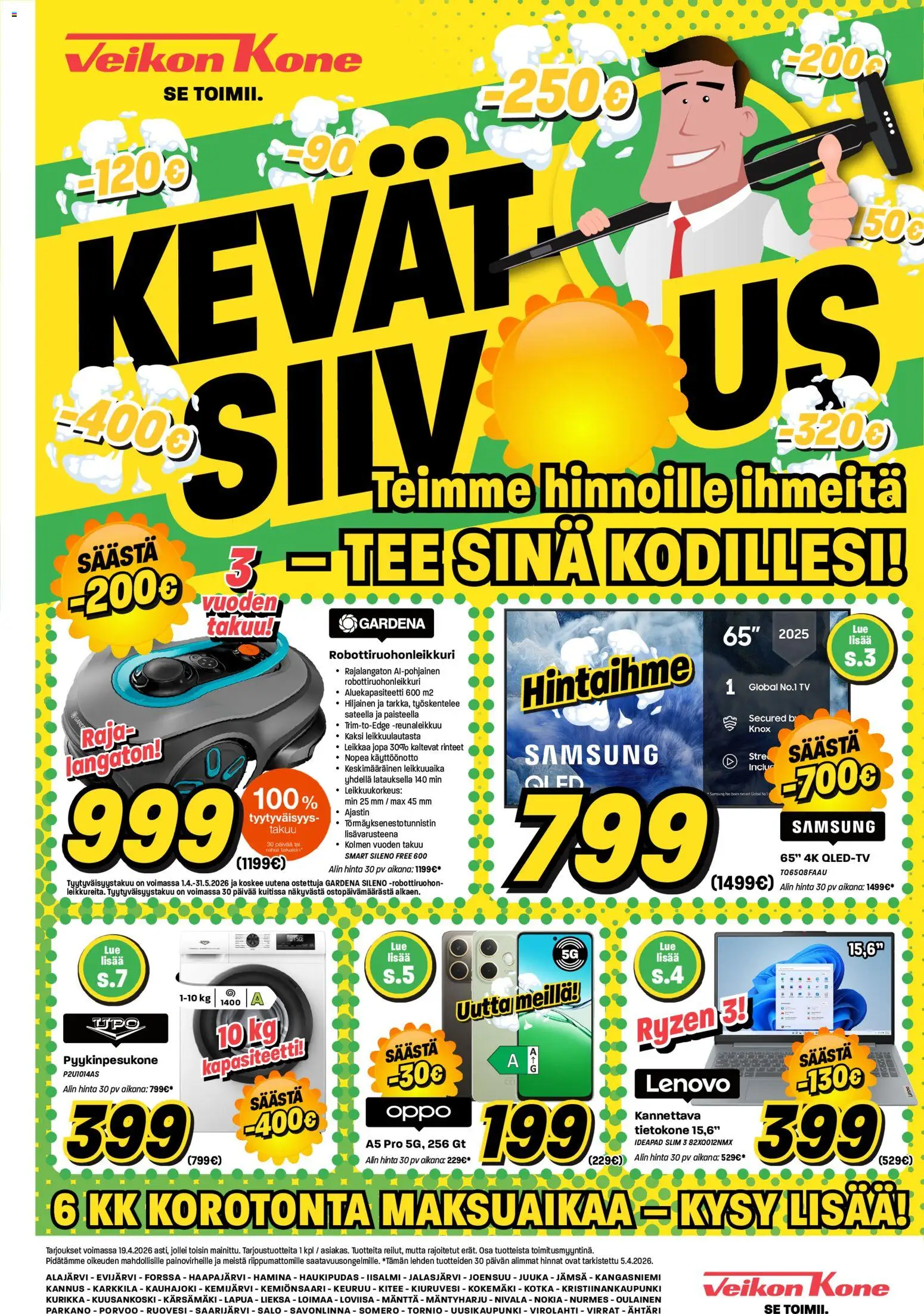 Veikon Kone tarjoukset – voimassa 07.04.2026 alkaen | Sivu: 1 | Tuotteet: Robottiruohonleikkuri, Tee, Tietokone, TV