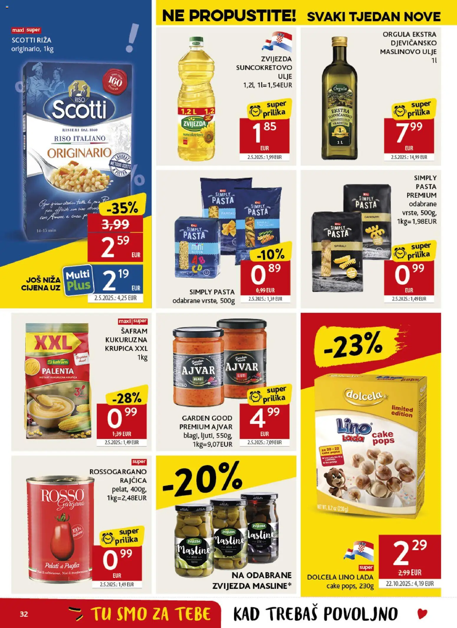 Konzum katalog | vrijedi od 18.02.2026 | Stranica: 32 | Proizvodi: Lino Lada, Ulje, Maslinovo ulje, Rajčica