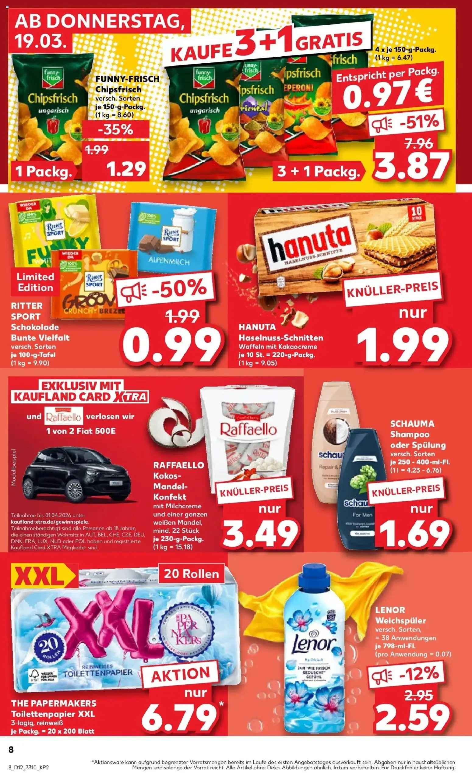 Kaufland Prospekt Halle (Saale)	 – gültig ab 19.03.2026 | Seite: 8 | Produkte: Raffaello, Schauma shampoo, Weichspüler, Chips