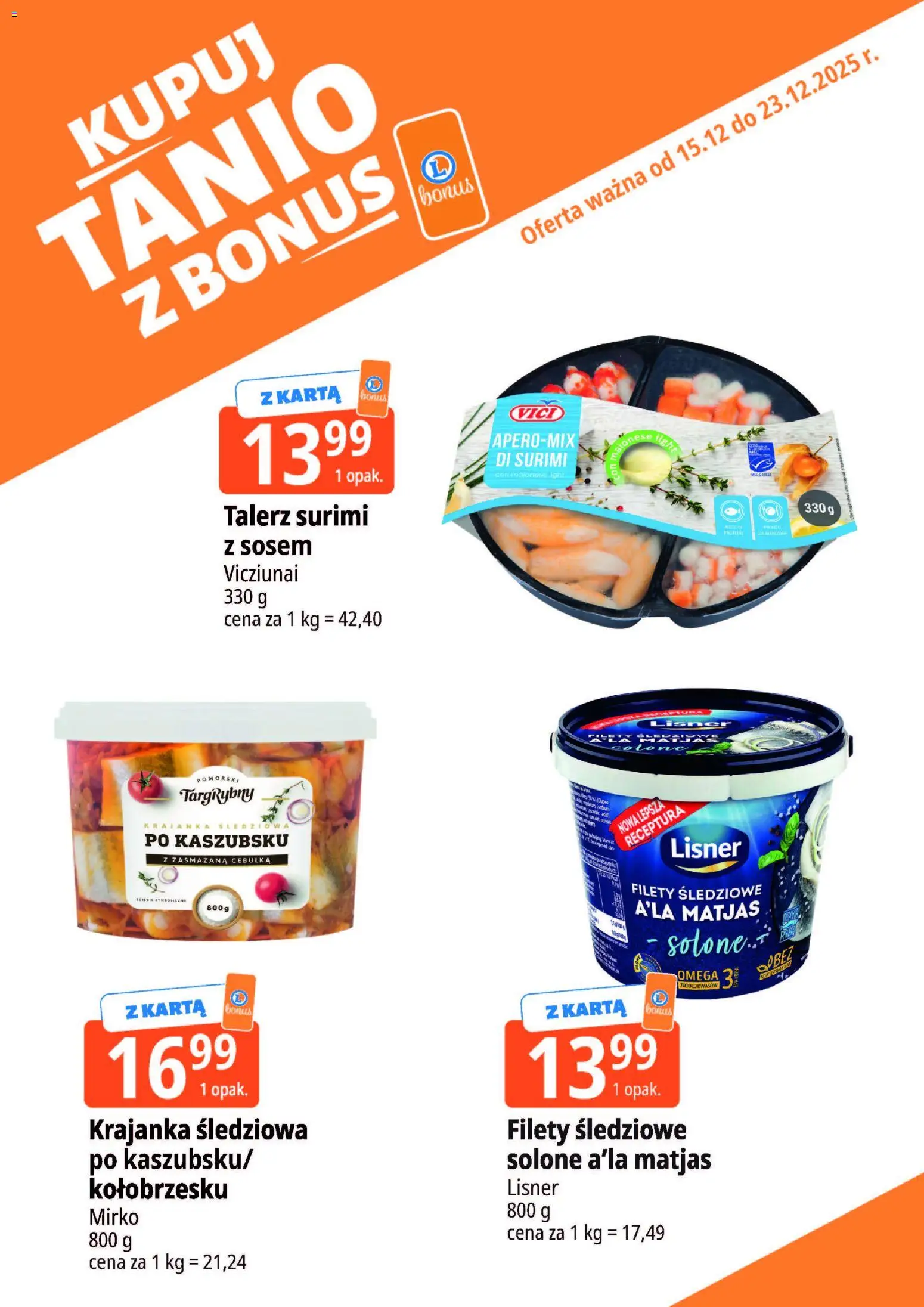 E.Leclerc Gazetka - Warszawa Jerozolimskie kupony dodatkowe od 15.12.2025 | Strona: 12 | Produkty: Karta, Surimi