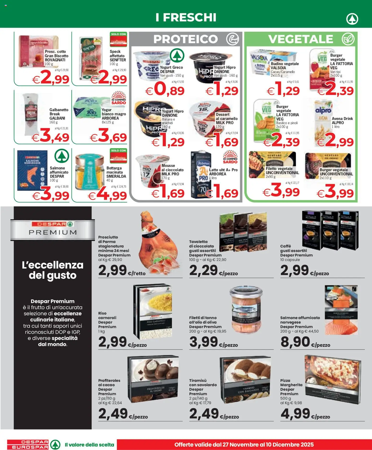 Volantino Eurospar del 27.11.2025 | Pagina: 9 | Prodotti: Salmone affumicato, Pizza, Salmone, Prosciutto
