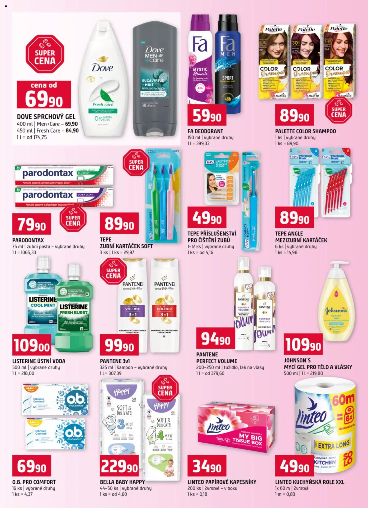 Terno leták - Tábor od 07.01.2026 | Strana: 14 | Produkty: Ústní voda, Papírové kapesníky, Mycí gel, Lak na vlasy