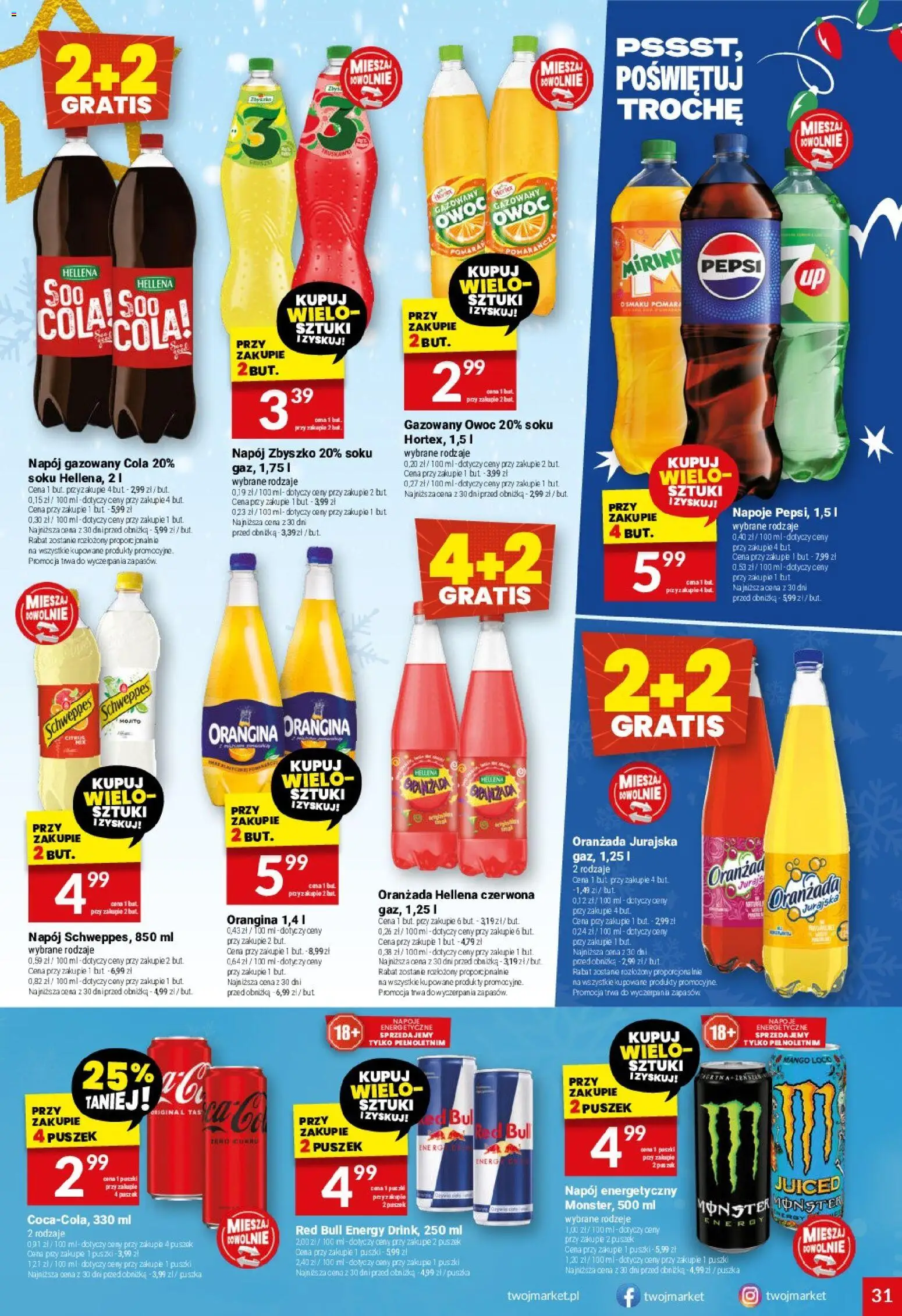 Twój Market Gazetka od 17.12.2025 | Strona: 31 | Produkty: Mango, Napoje, Pączki, Oranżada hellena