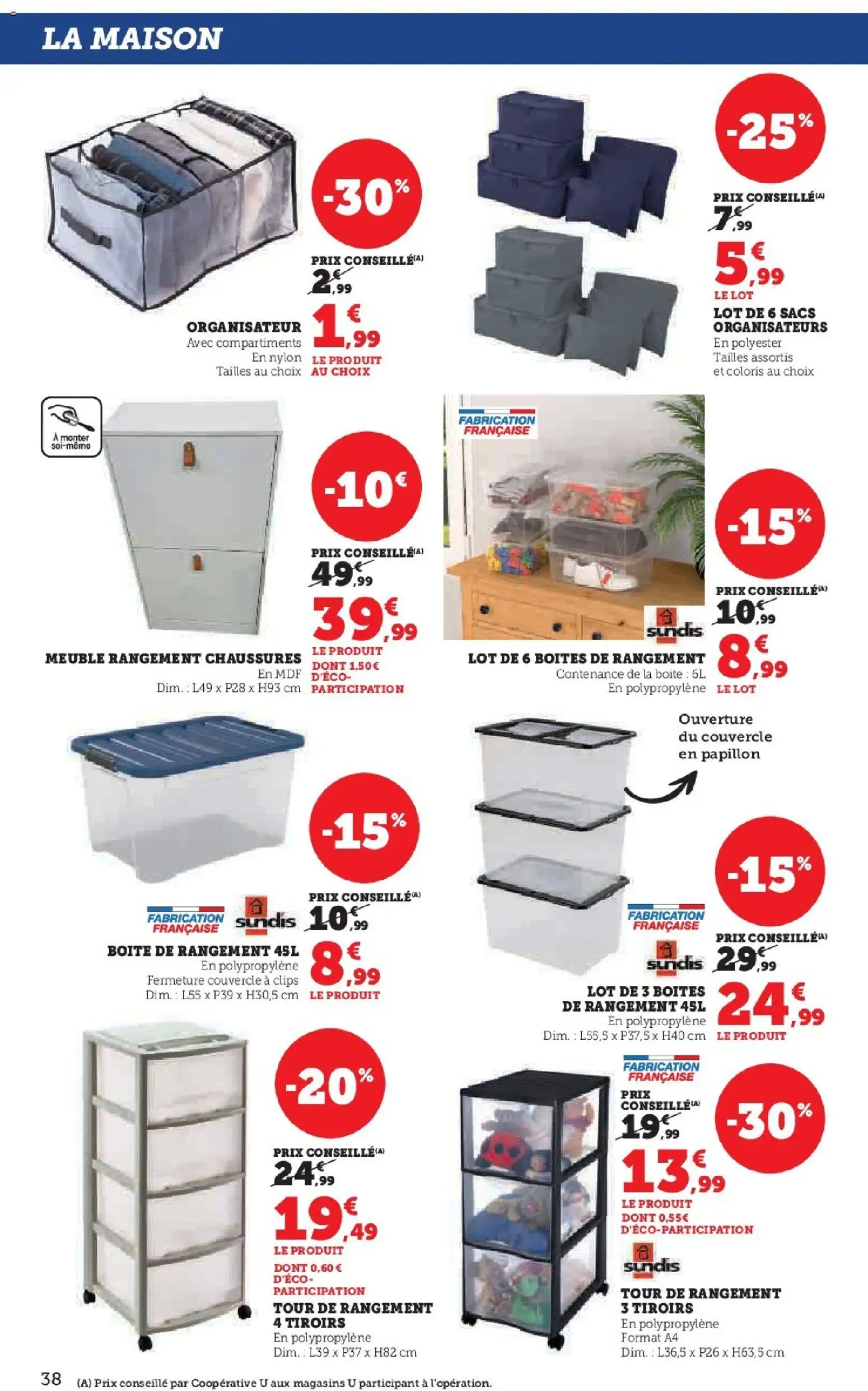 {H1} | Page: 38 | Produits: Meuble, Rangement Chaussures, Tiroirs, Boîte de rangement