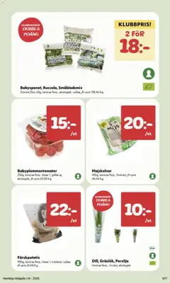 Babyspenat, Ruccola, Småbladsmix, Garant Eko, 65g, land se förp., ekologisk, i påse - Förhandsvisning av reklamblad från butik Hemköp aktuell från 30.03.2026 | Sida: 3