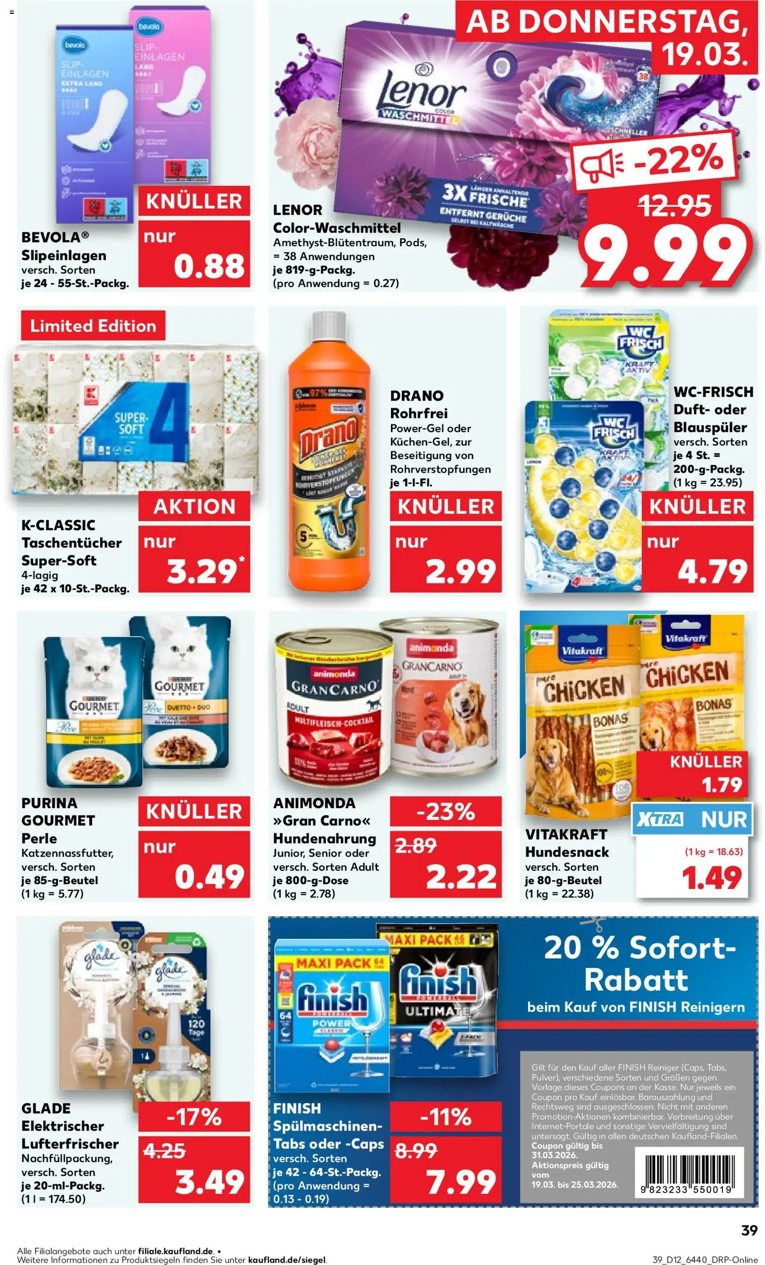 Kaufland Prospekt Hannover	 – gültig ab 19.03.2026 | Seite: 39 | Produkte: Lenor, Duft, Finish, Waschmittel