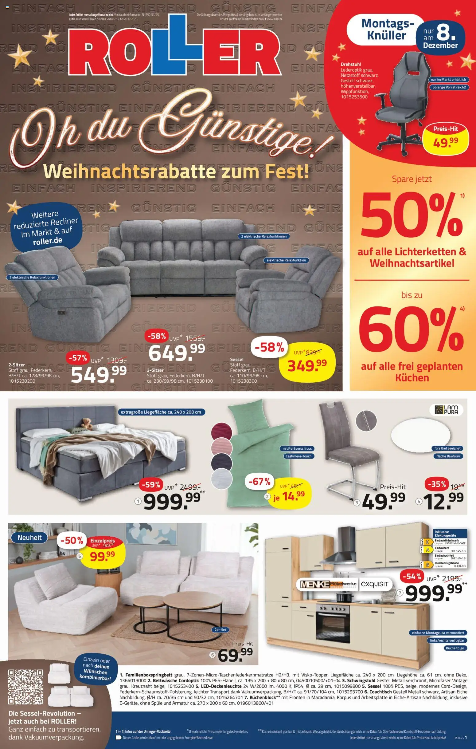 Roller Prospekt 	 – gültig ab 07.12.2025 | Seite: 1 | Produkte: Bettwäsche, Bad, Armatur, Kuchen