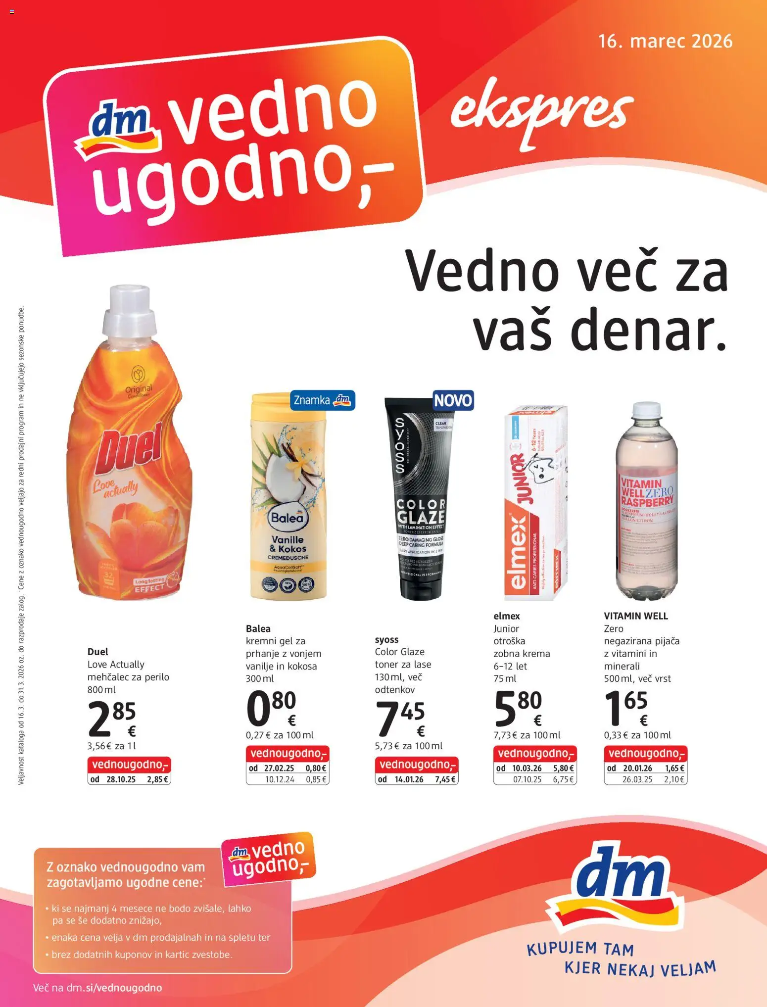 Novi DM Drogerie Markt katalog ponudbe – veljaven od 16.03.2025 | Stran: 1 | Izdelki: Toner, Mehčalec, Krema, Mehcalec za perilo