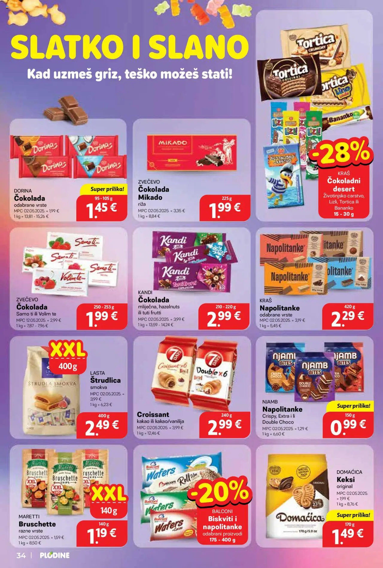 Plodine katalog | vrijedi od 02.07.2025 | Stranica: 34 | Proizvodi: Keksi, Čokolada, Riža, Napolitanke