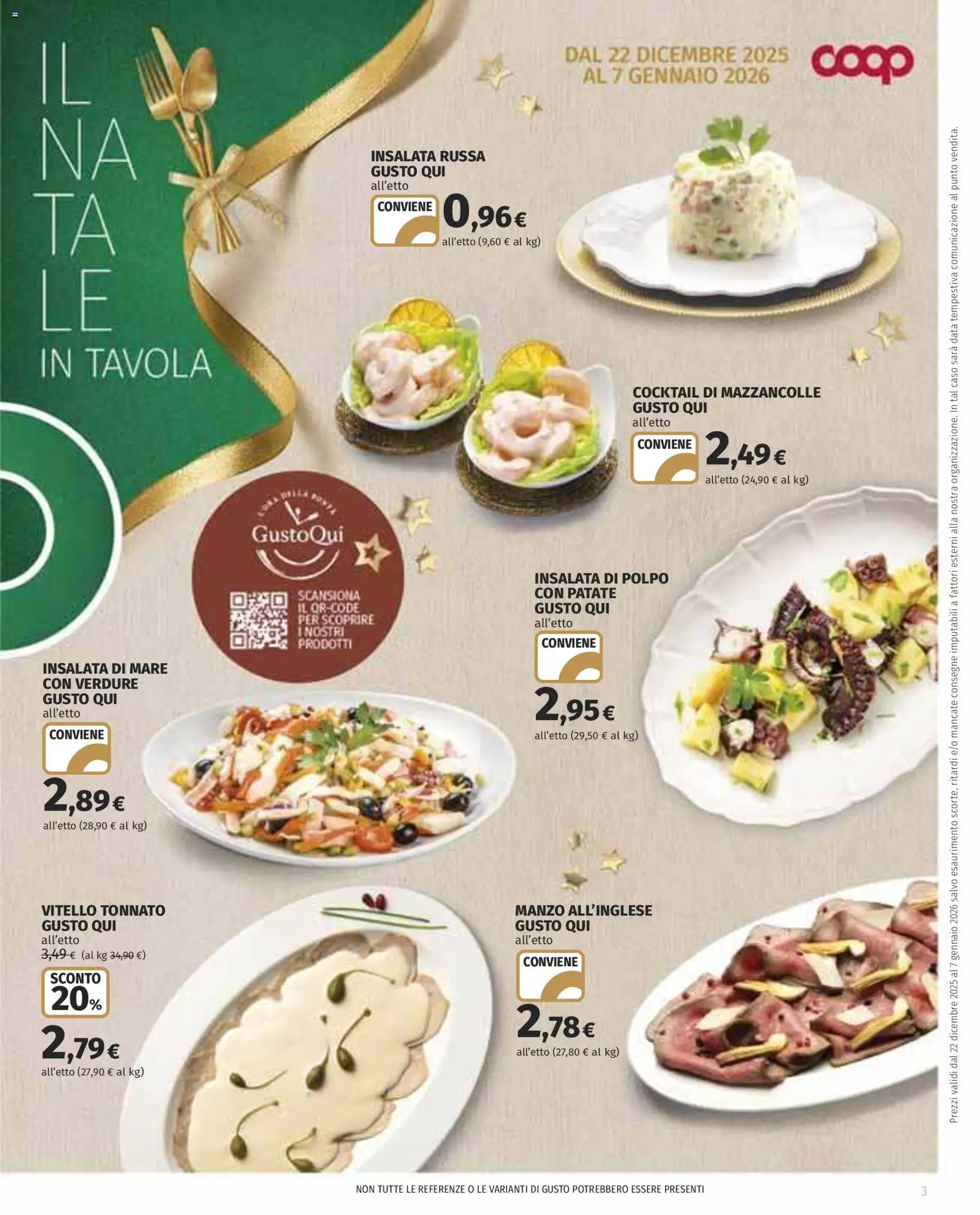 Volantino COOP del 22.12.2025 | Pagina: 3 | Prodotti: Insalata, Polpo, Data, Insalata russa