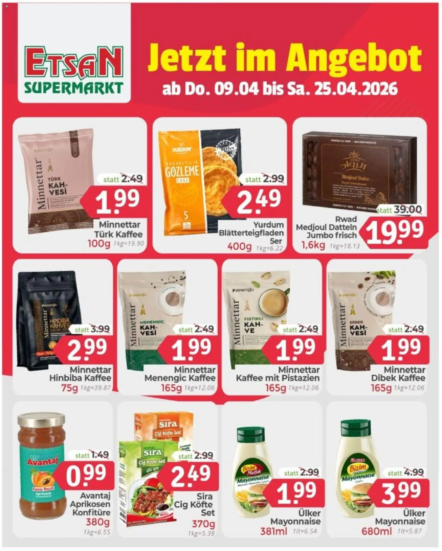 ETSAN Flugblatt gültig ab 09.04.2026 | Seite: 2 | Produkte: Mayonnaise, Kaffee