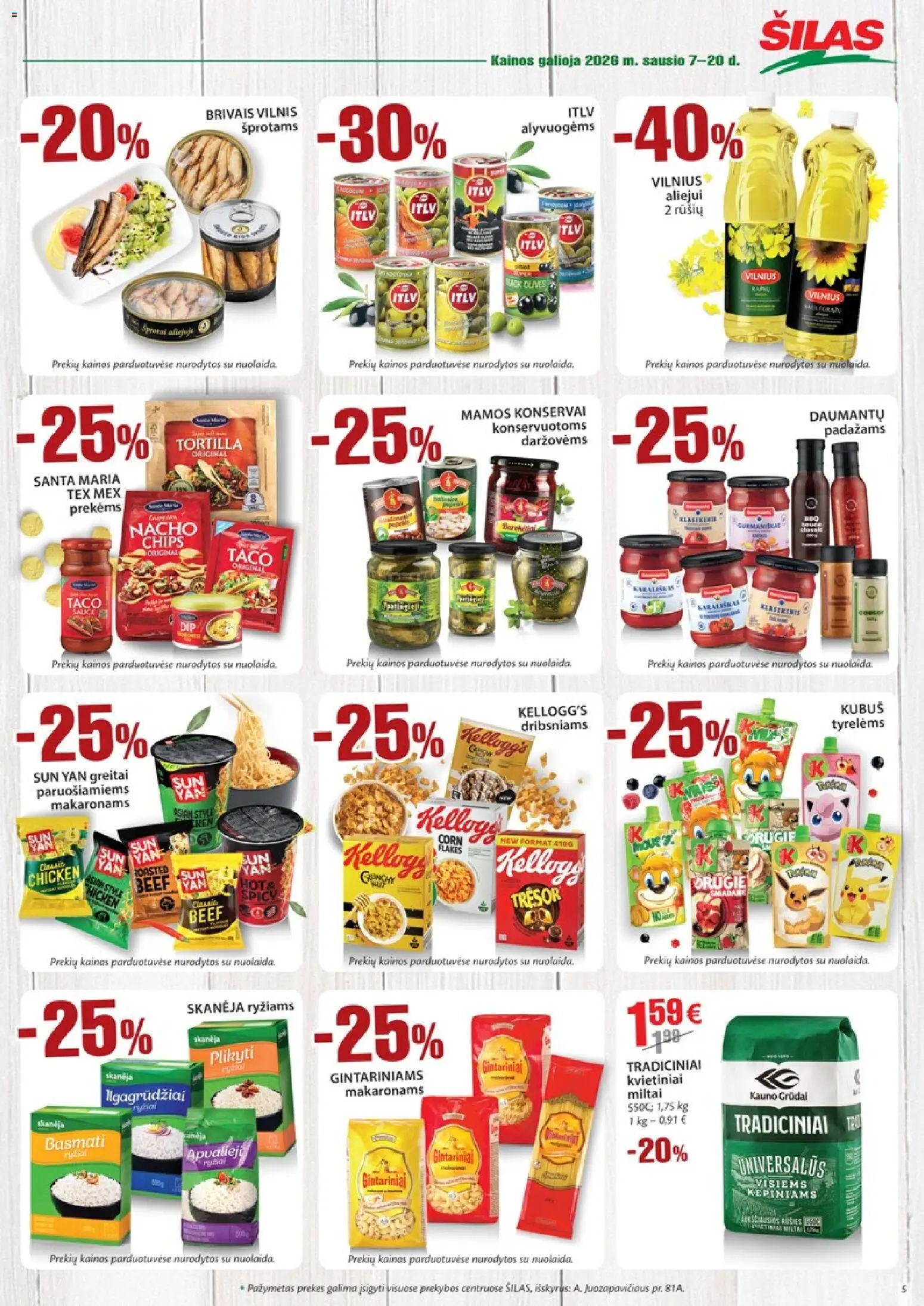Šilas akcijos nuo 07.01.2026 | Puslapis: 5 | Prekių: Konservai, Miltai