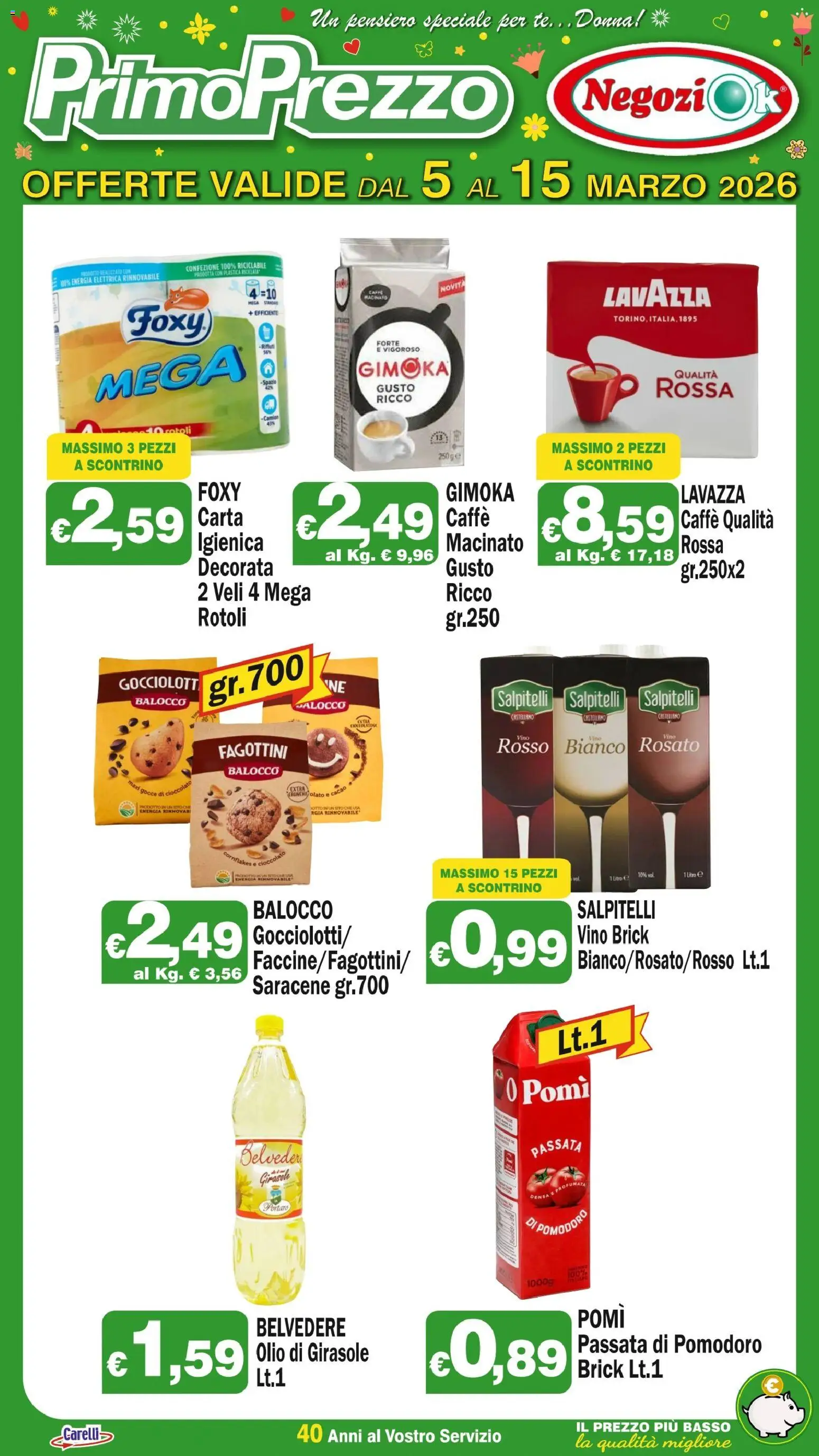 Volantino Primo Prezzo del 05.03.2026 | Pagina: 1 | Prodotti: Caffè, Pomodoro, Cacao, Lavazza