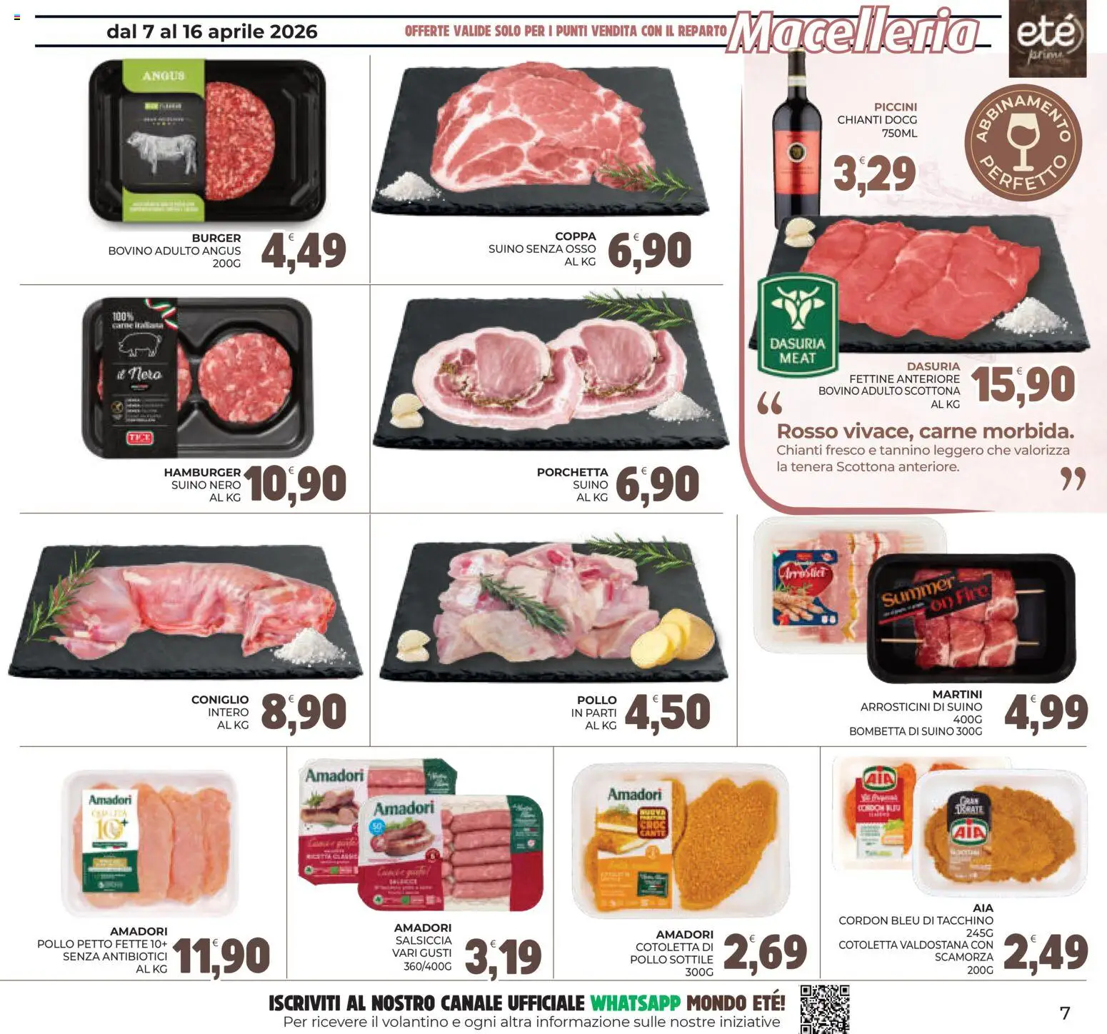 Volantino Eté del 07.04.2026 | Pagina: 7 | Prodotti: Bovino, Suino, Tacchino, Hamburger
