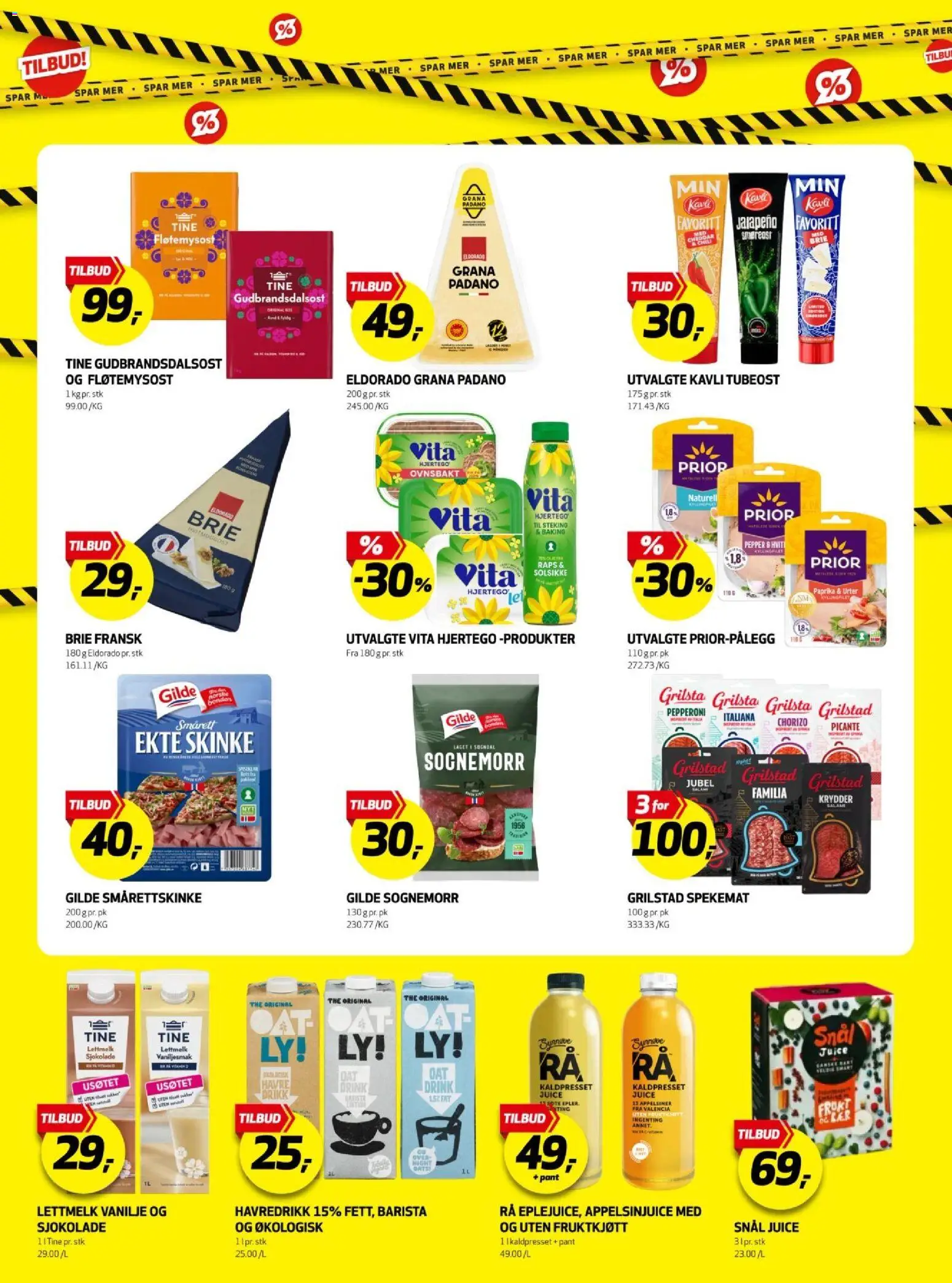 {H1} | Side: 14 | Produkter: Juice, Lettmelk, Чарка, Smøreost