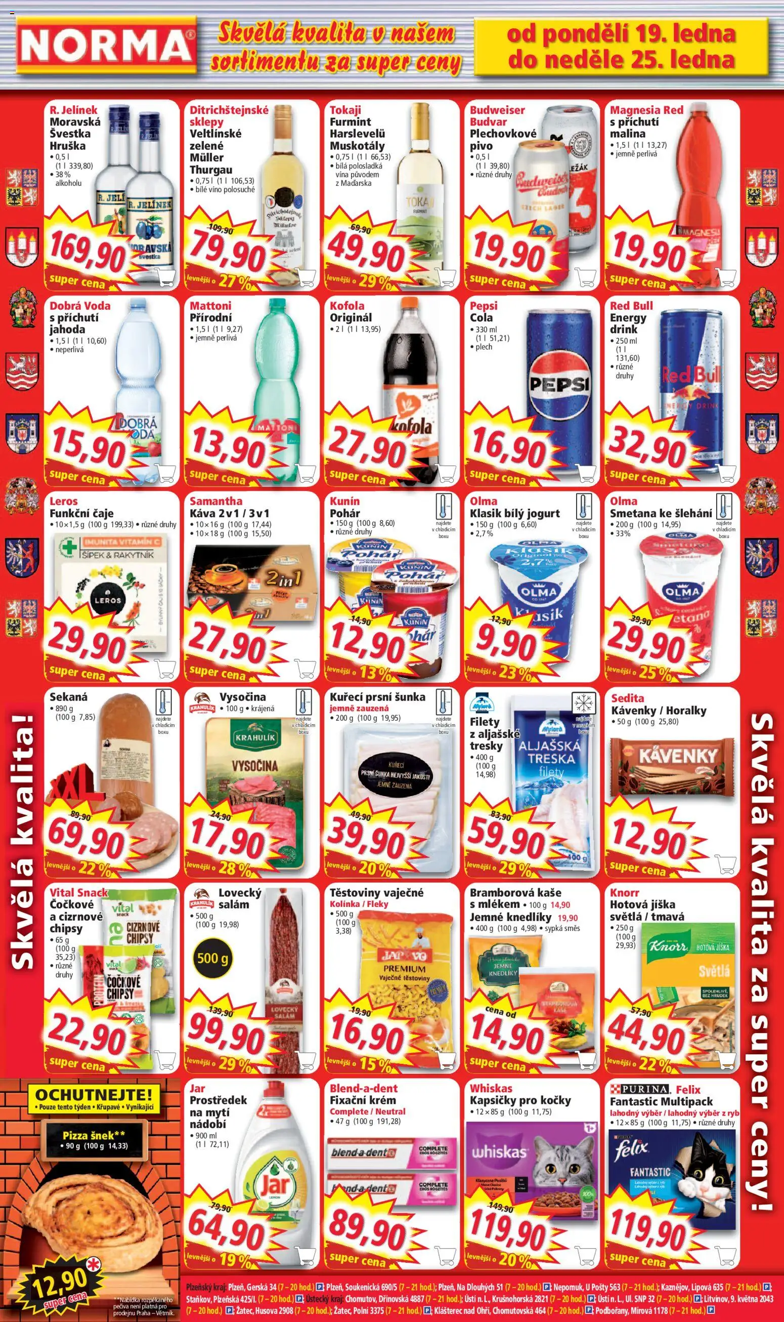 Norma leták od 19.01.2026 | Strana: 6 | Produkty: Pizza, Pivo, Bílý jogurt, Jelínek