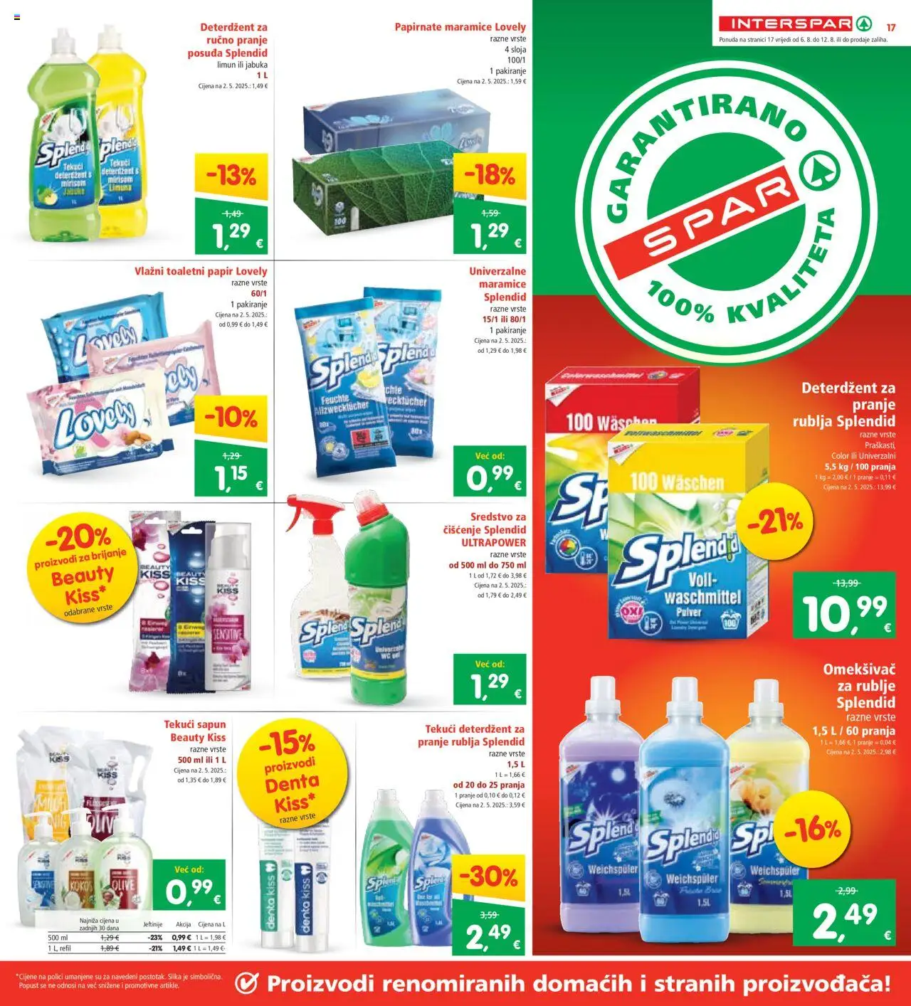 Interspar katalog | vrijedi od 06.08.2025 | Stranica: 17 | Proizvodi: Omekšivač, Deterdžent, Limun, Tekući deterdžent