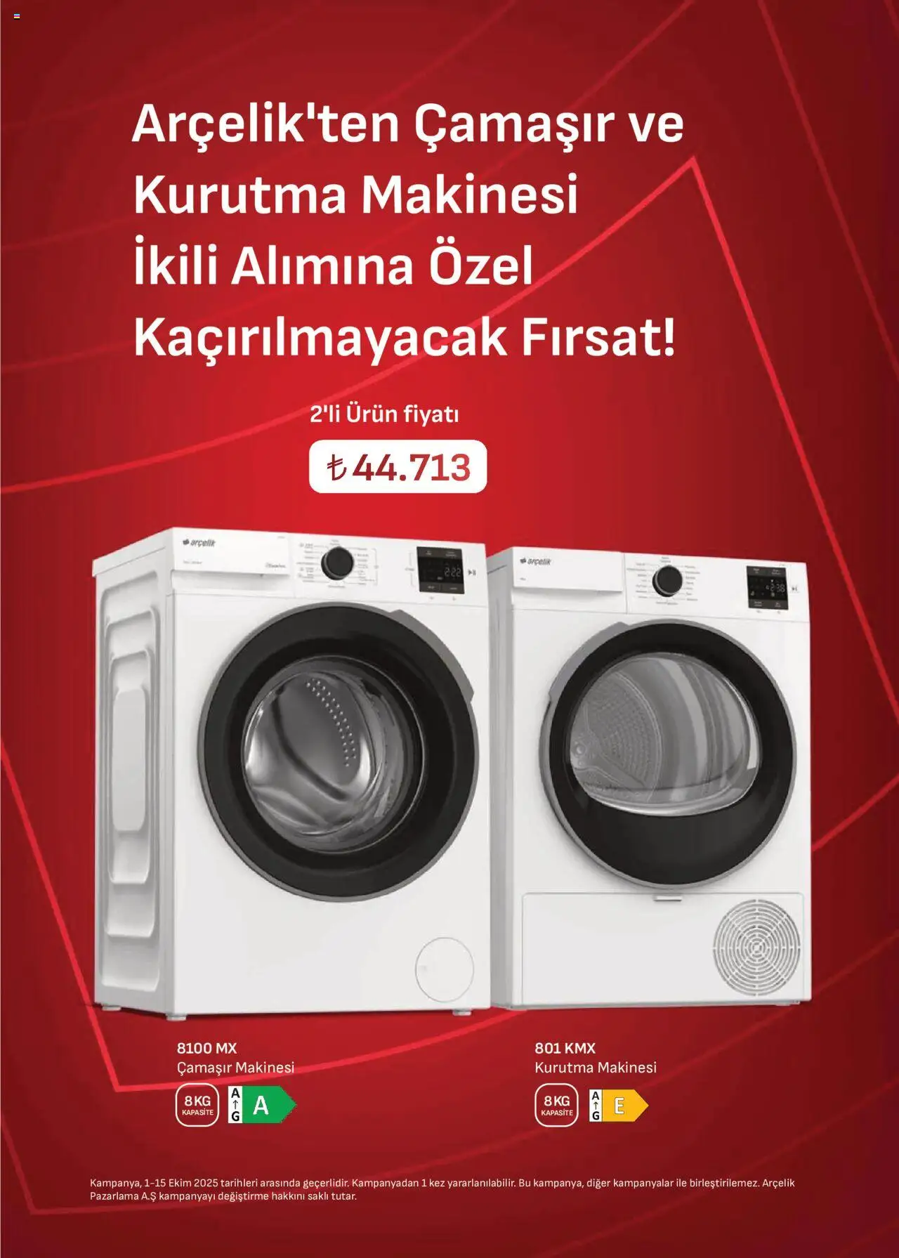 Arçelik Katalog - 01.10.2025 tarihinden itibaren geçerlidir | Sayfa: 19 | Ürünler: Kurutma makinesi, Çamaşır makinesi