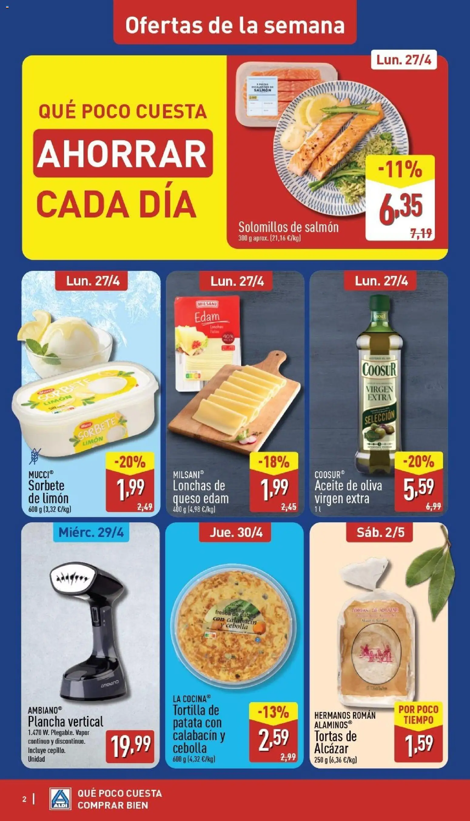 Aldi folleto Canarias │ válido desde el 27.04.2026 | Página: 2 | Productos: Queso, Plancha vertical, Παγωμένο τσάι, Cocina