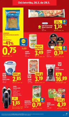 Katalog Lidl - Pregled kataloga iz trgovine Lidl, vrijedi od 23.03.2026 | Stranica: 57 | Proizvodi: Tijesto za pizzu, Majoneza, Limeta, Pasta