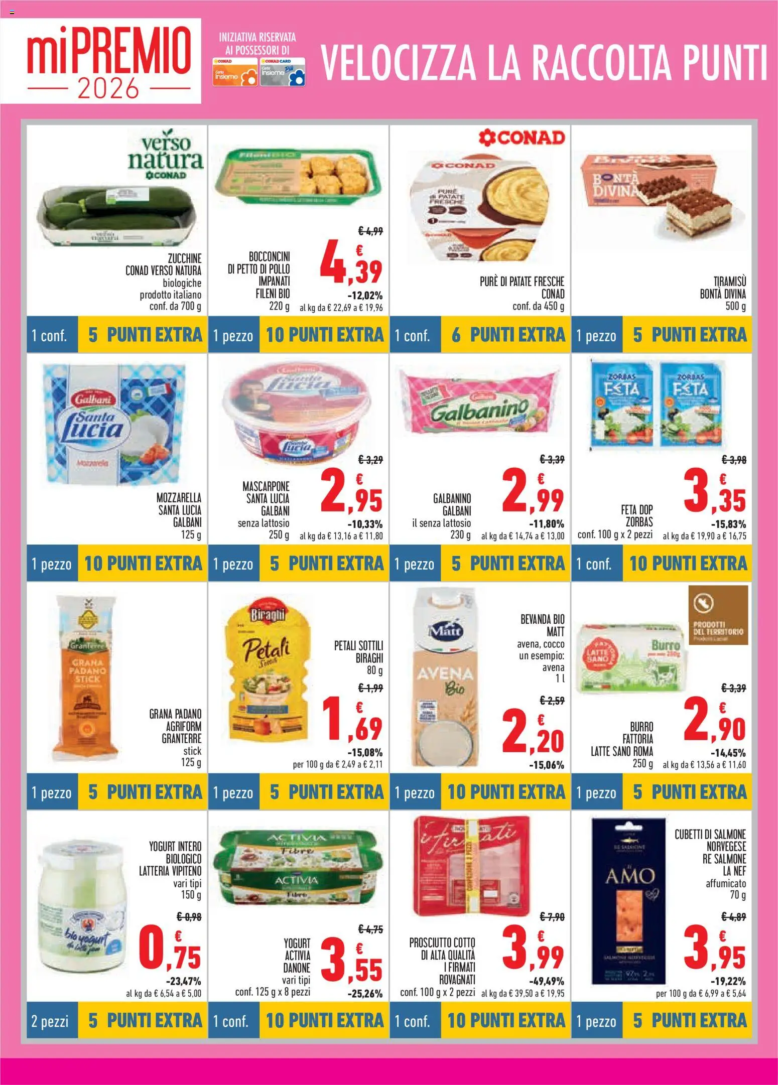 Volantino Conad del 25.03.2026 | Pagina: 8 | Prodotti: Prosciutto Cotto, Yogurt, Grana Padano, Zucchine