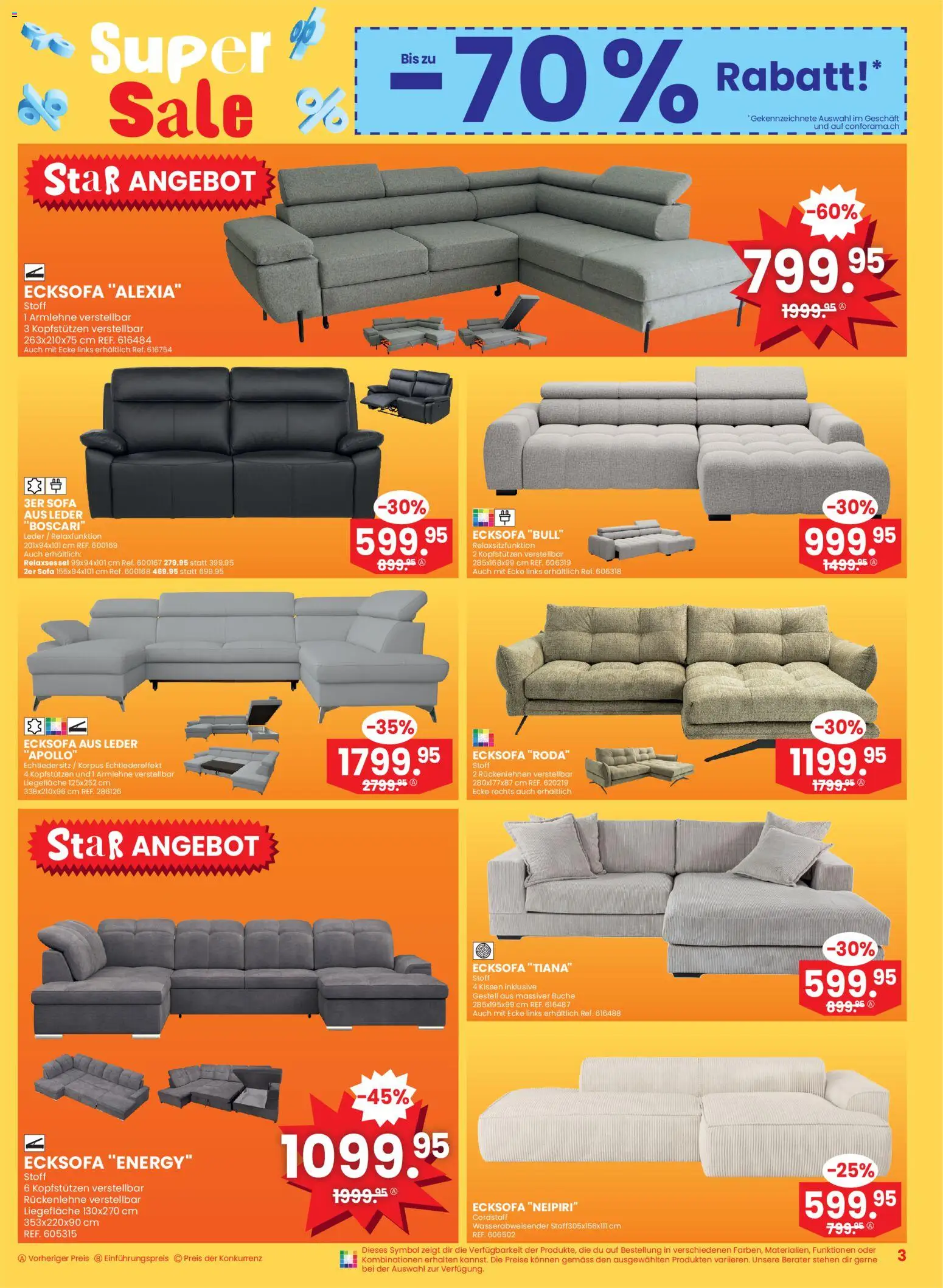 Conforama Aktionen – gültig ab 31.12.2025 | Seite: 3 | Produkte: Kissen, Sofa, Ecksofa, Relaxsessel