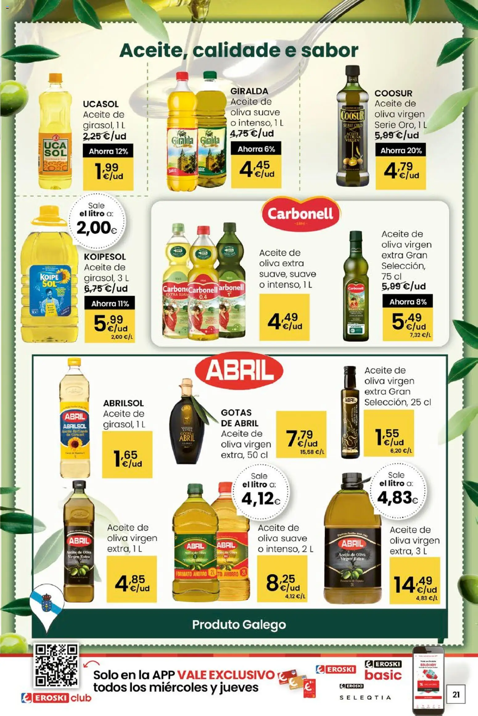 Eroski - Quién bien te quiere te hará ahorrar │ válido desde el 15.01.2026 | Página: 21 | Productos: Aceite, Aceite de oliva, Aceite de oliva virgen extra