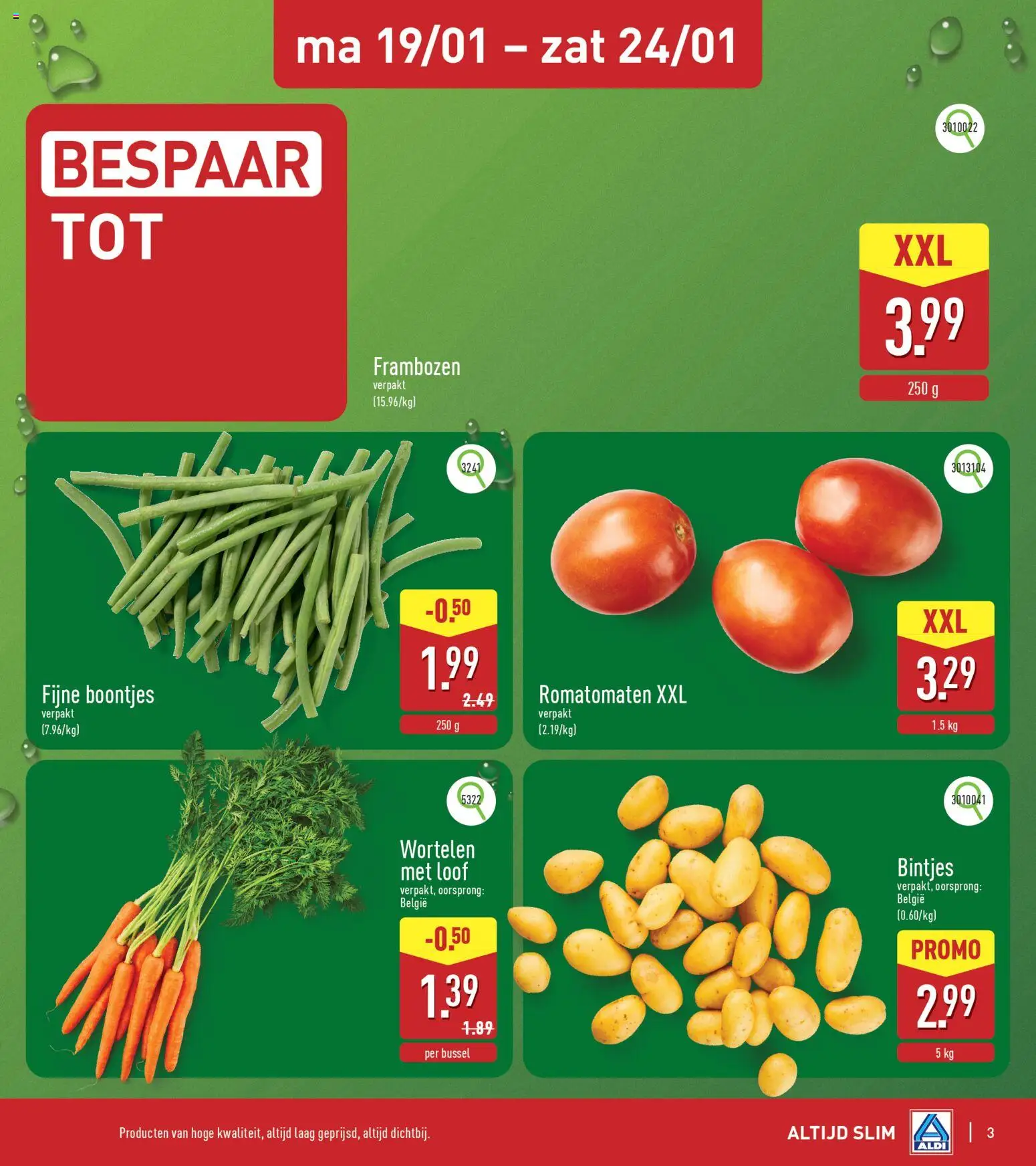 {H1} | Pagina: 3 | Producten: Frambozen, Wortelen